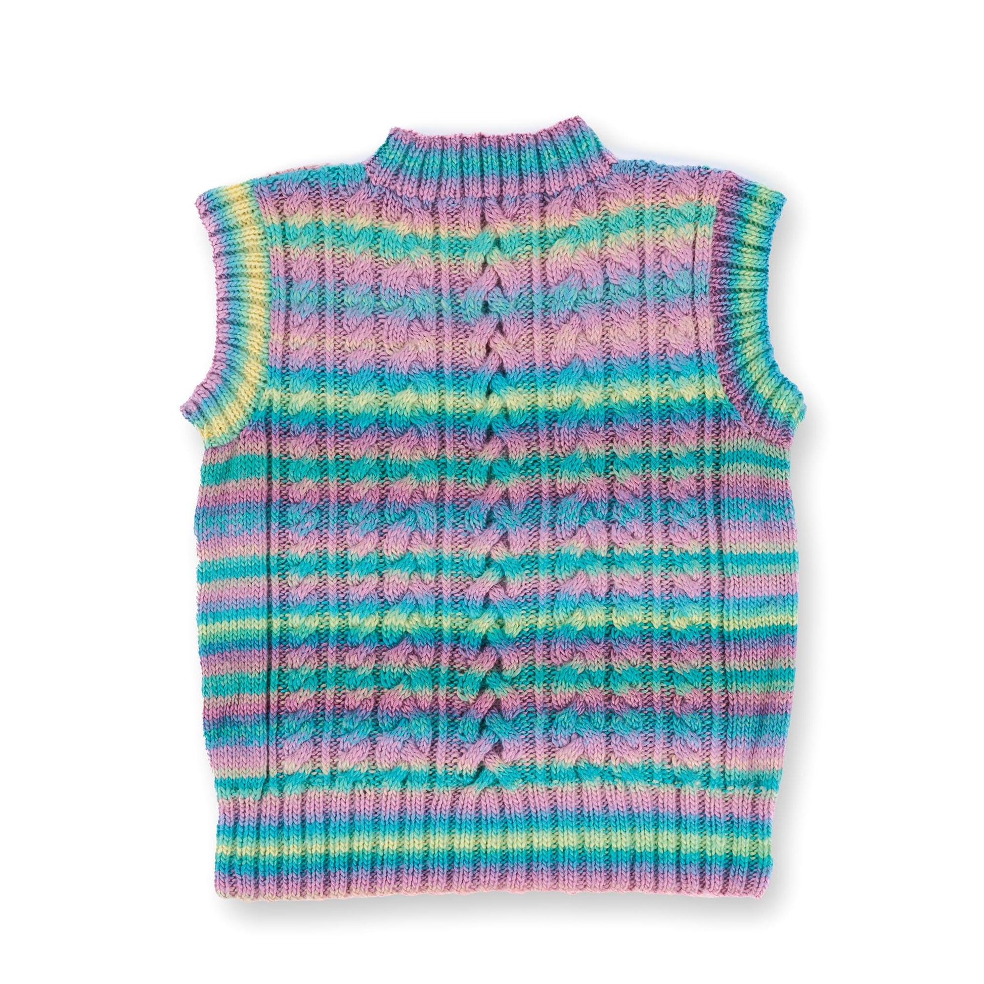 Free Red Heart Color Fade & Cables Knit Vest Pattern