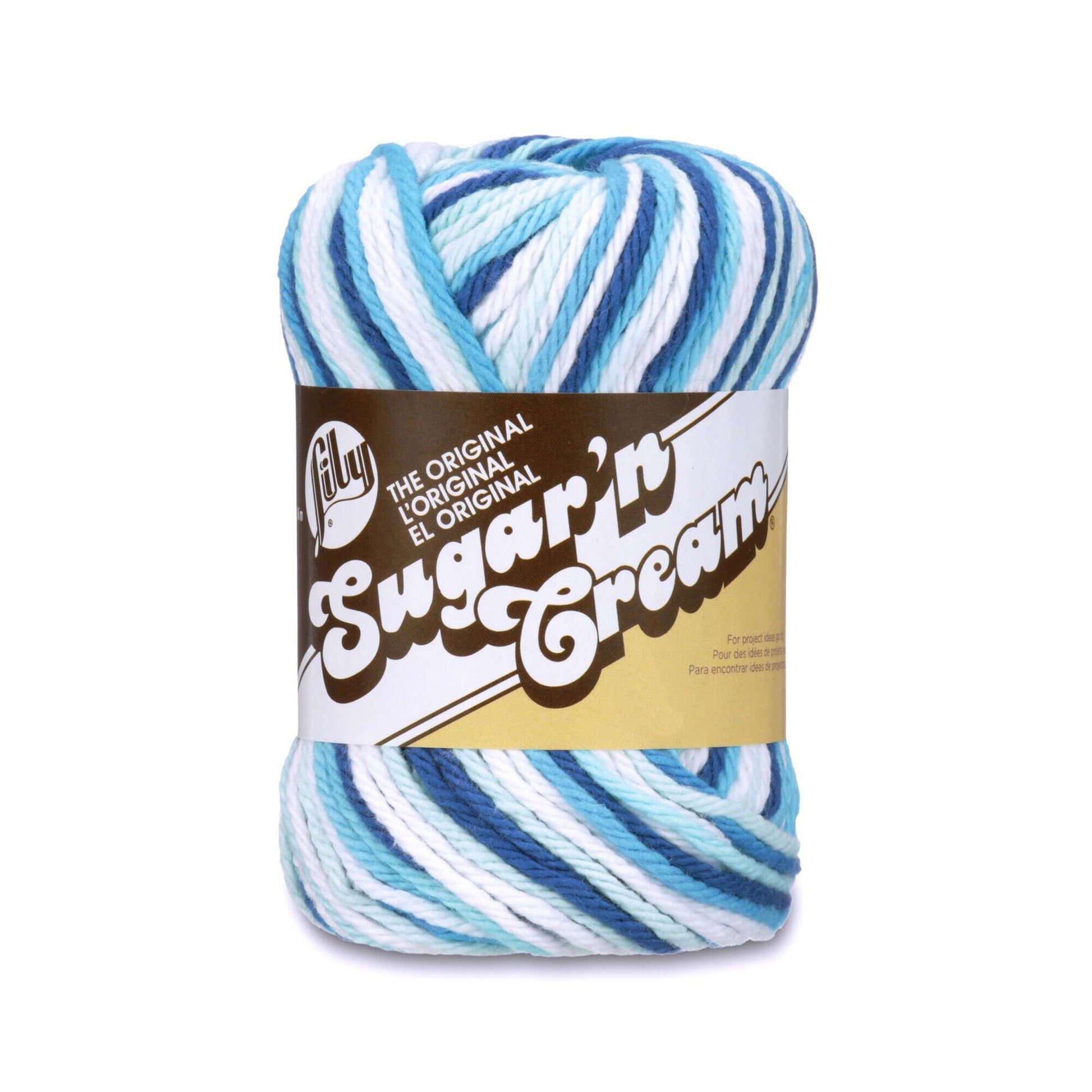 Sugar and Cream Cotton Yarn in Moondance Ombre Color, Variegated Purple,  Blue and White Cotton Yarn 