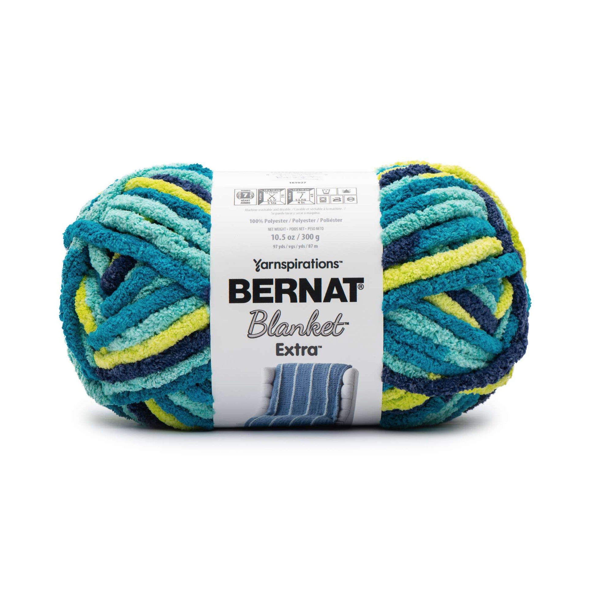  Bernat Blanket Extra Yarn, Big Ball 10.5 Oz, Jumbo 7, Light Teal