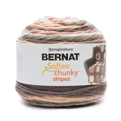 Bernat Softee Chunky Stripes Yarn (300g/10.5oz) - Discontinued Tree Blossom Blush