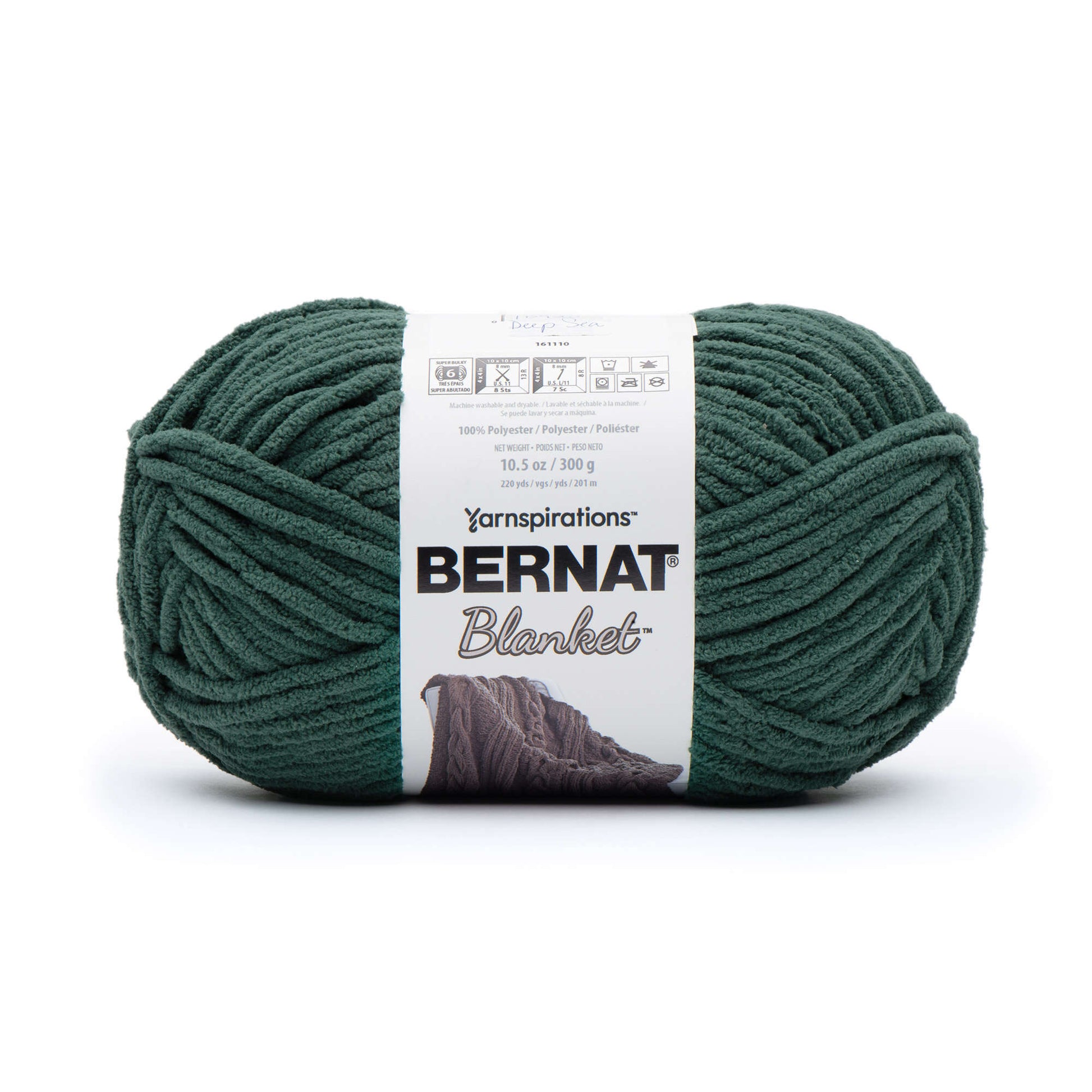 Bernat® Blanket™ #6 Super Bulky Polyester Yarn, Gathering Moss 10.5oz/300g,  220 Yards (4 Pack) 