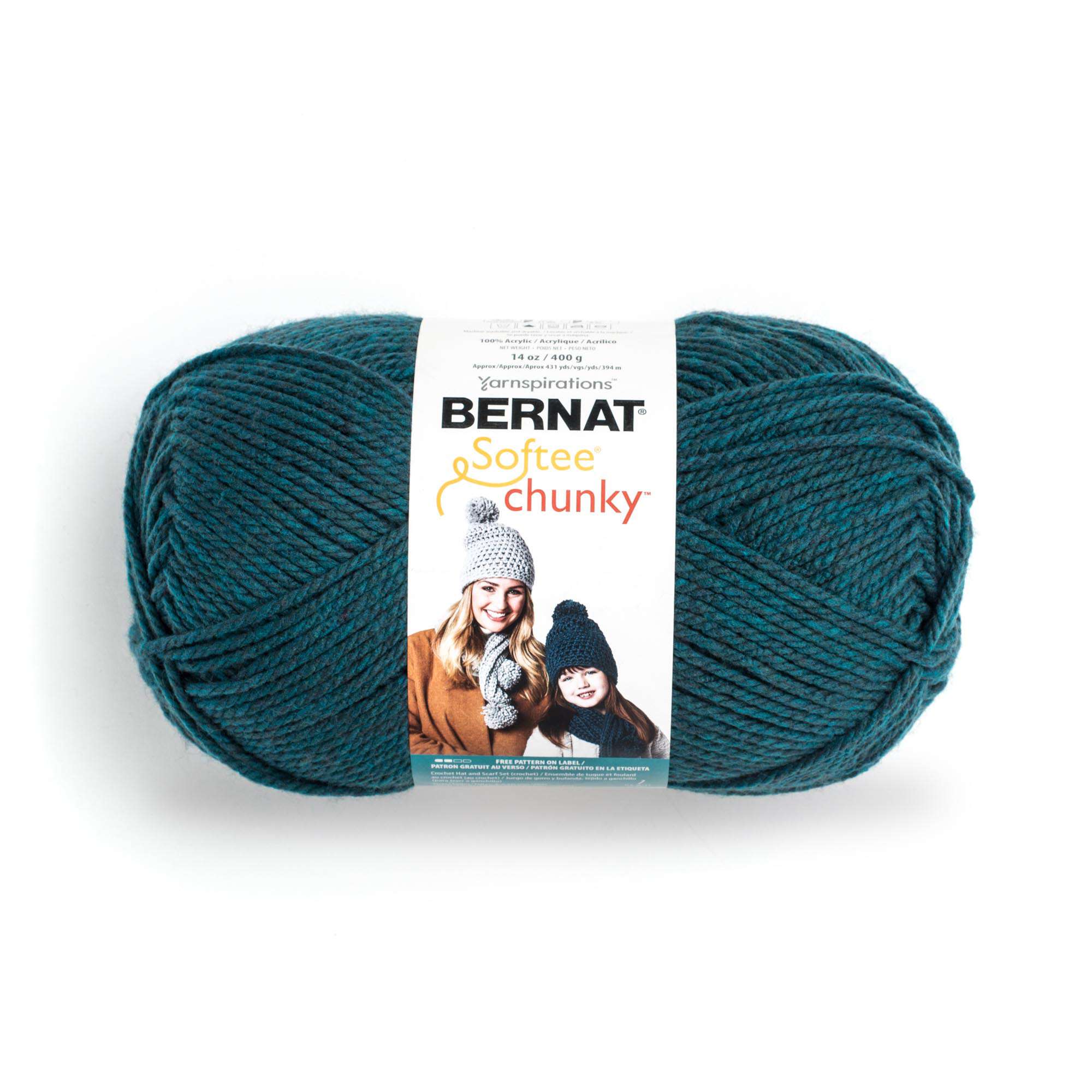 Bernat Softee Chunky Knitting Yarn in Dark Green | Size: 400g/14oz | Pattern: Knit | by Yarnspirations