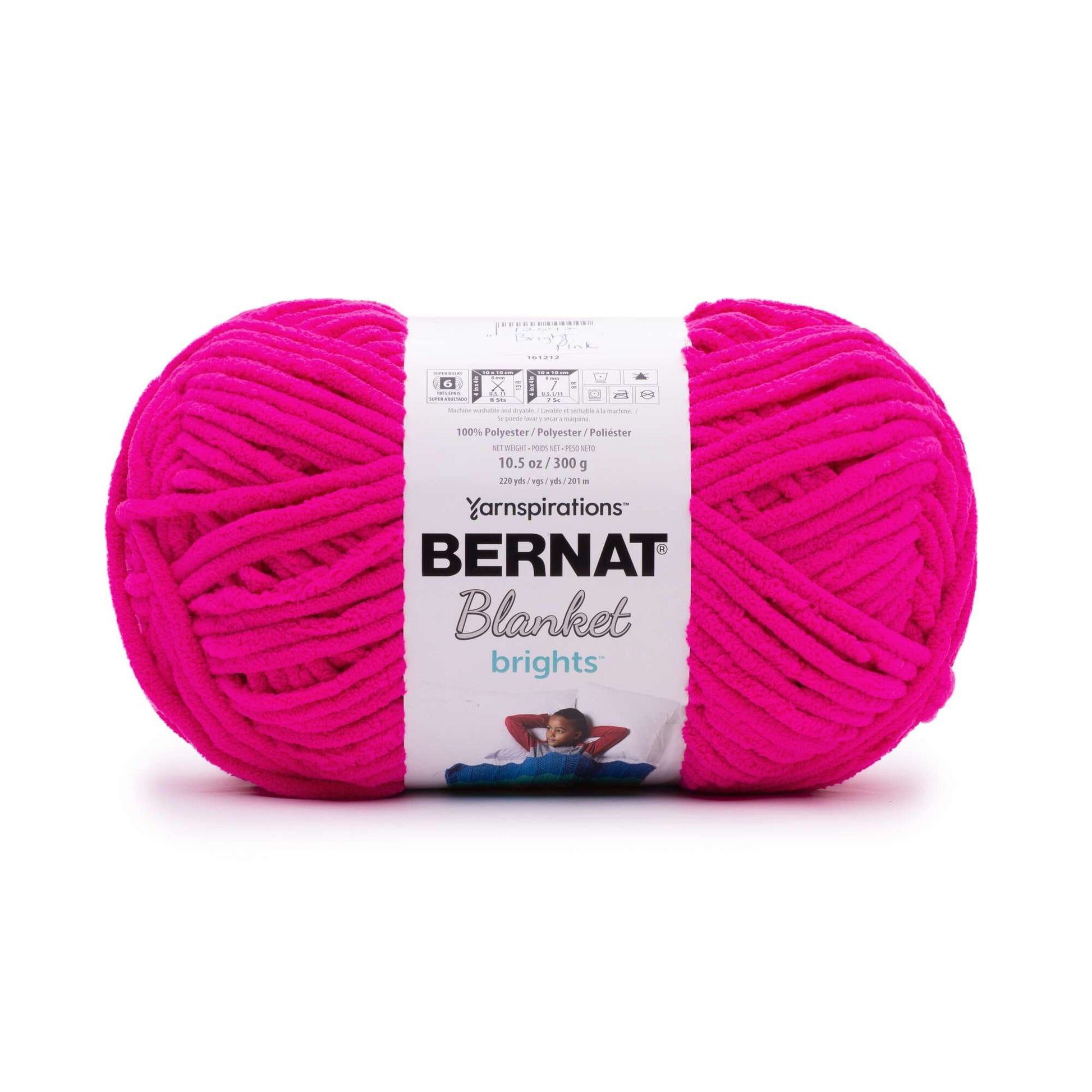Bernat Blanket Brights #6 Super Bulky Polyester Yarn, Raspberry Ribbon Varg 10.5oz/300g, 220 Yards (4 Pack)