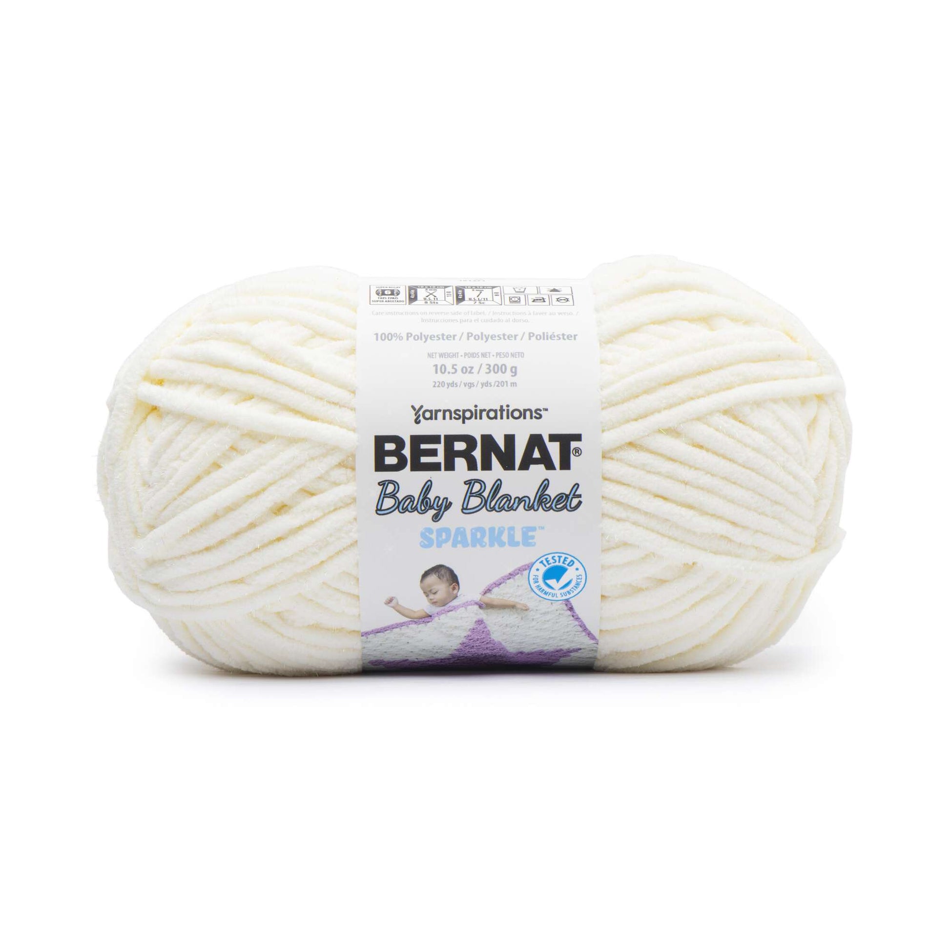 Bernat Baby Yarn, White Sparkle, Acrylic Blend, Super Fine Weight #1, 1.5  ounces 