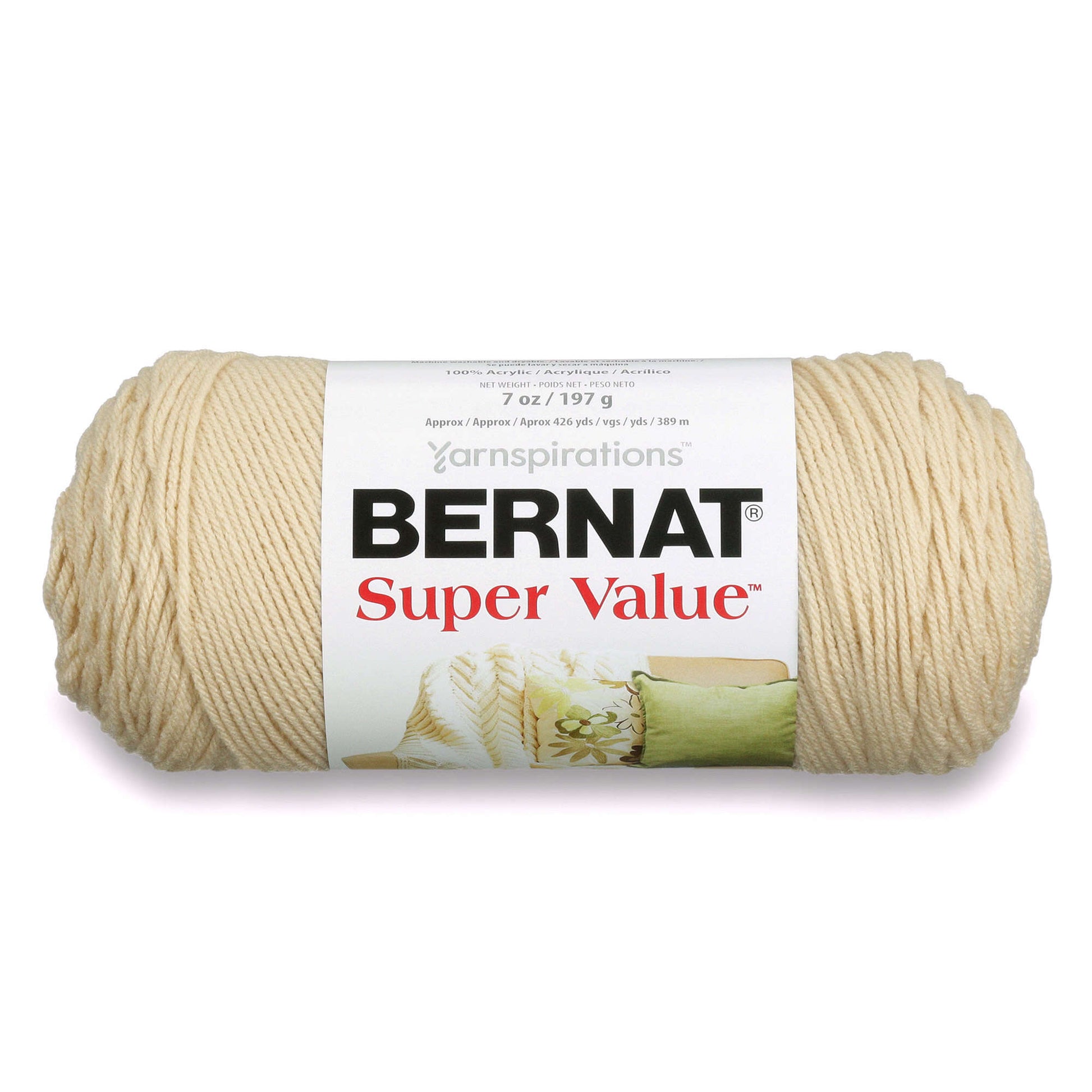 Bernat Super Value Yarn, 7 oz, Gauge 4 Medium Worsted, Winter White