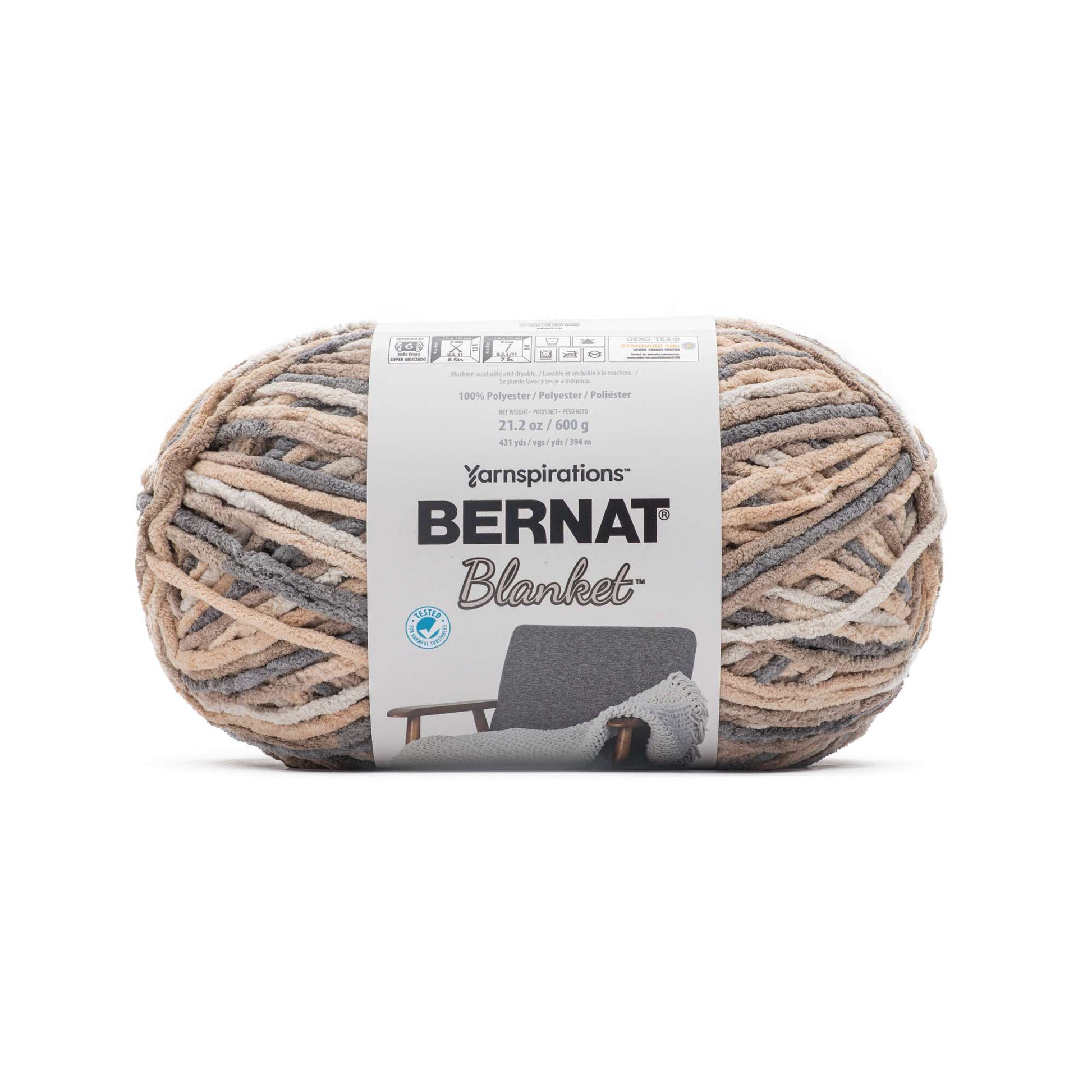 Bernat Yarn Blanket Extra Blanket Yarn, Jumbo Gauge 7, 2-Pack Vapor Gray