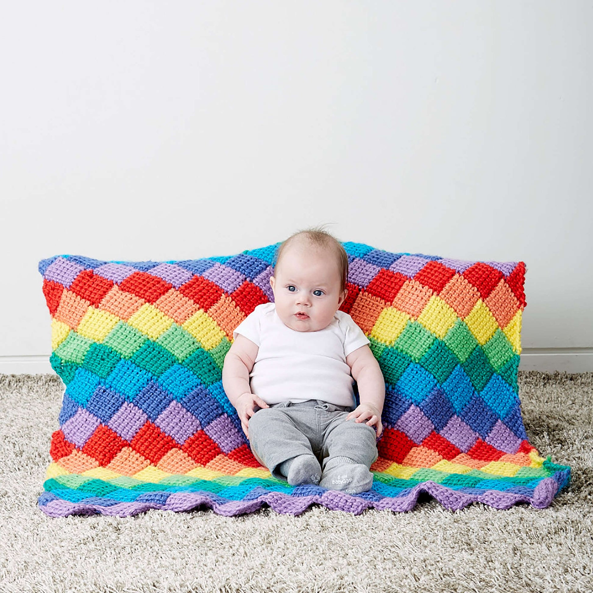 Bernat Tunisian Crochet Entrelac Baby Blanket Pattern | Yarnspirations