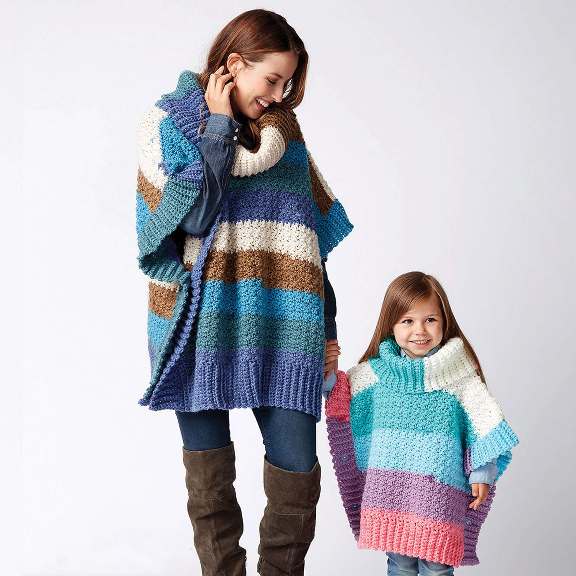 Bernat Mom And Me Crochet Ponchos | Yarnspirations