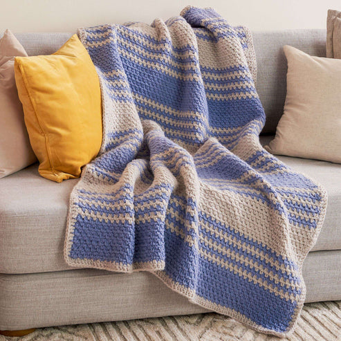 Free Easy Bernat Linen Stitch Stripes Blanket Crochet Pattern ...