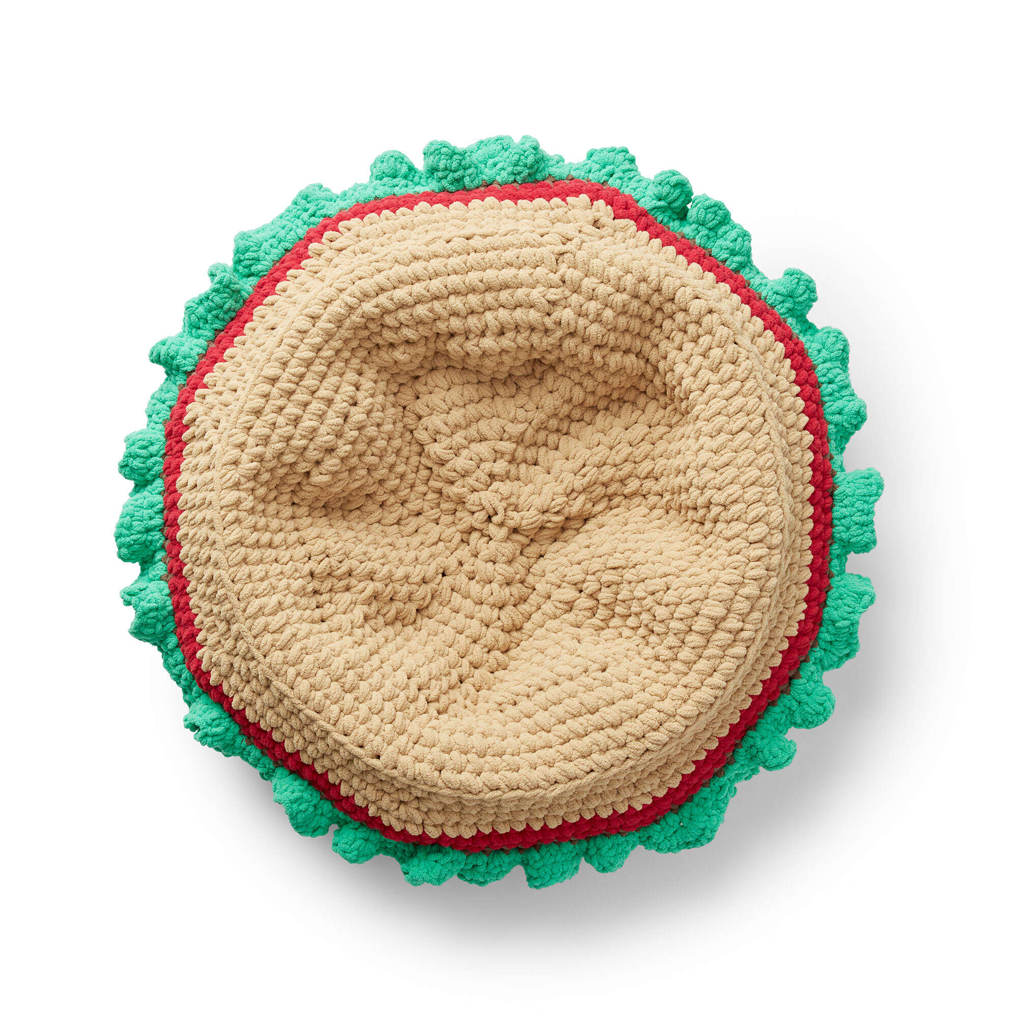 Free Easy Bernat Crochet Burger Pet Bed Crochet Pattern | Yarnspirations