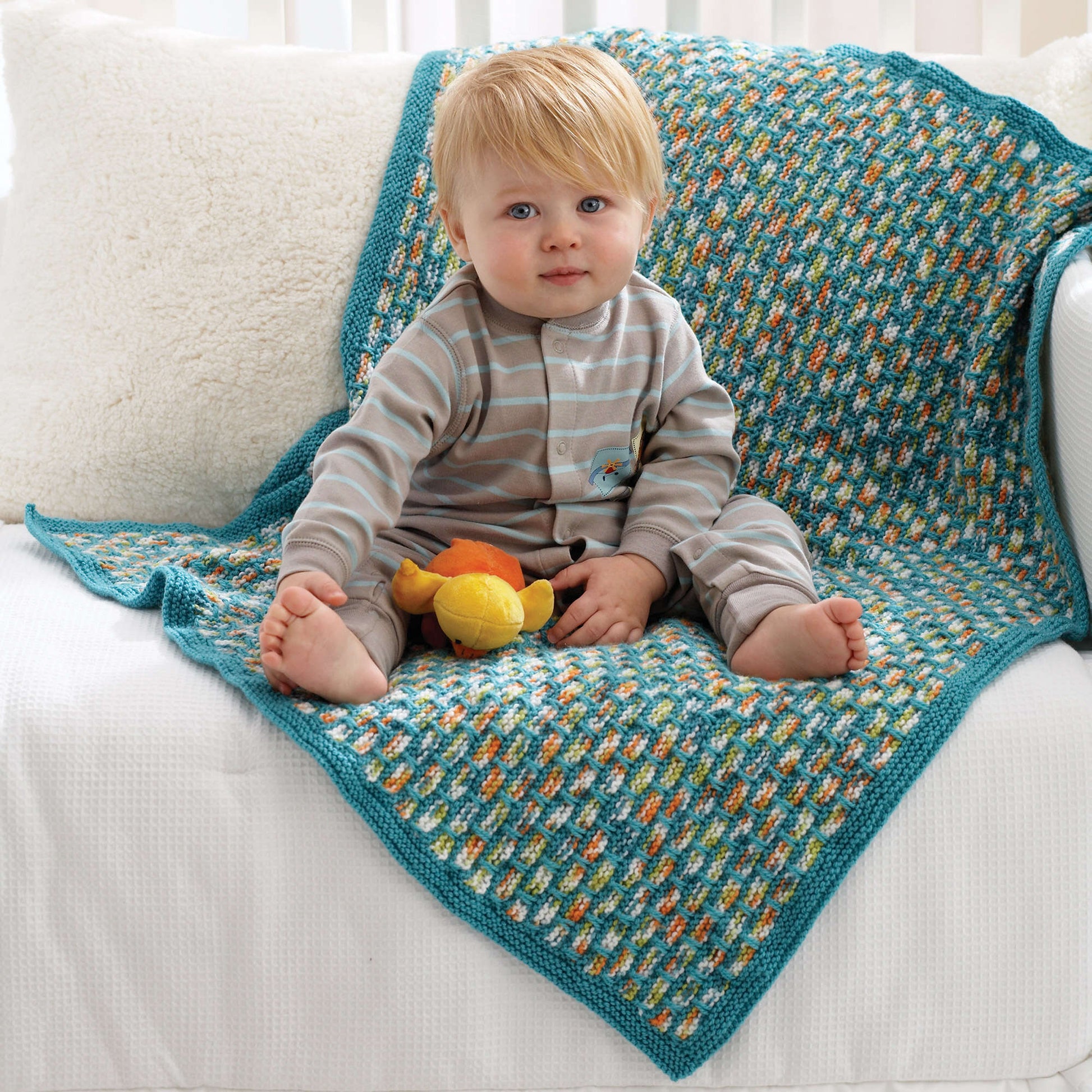 Bernat Woven Look Knit Blanket Pattern | Yarnspirations