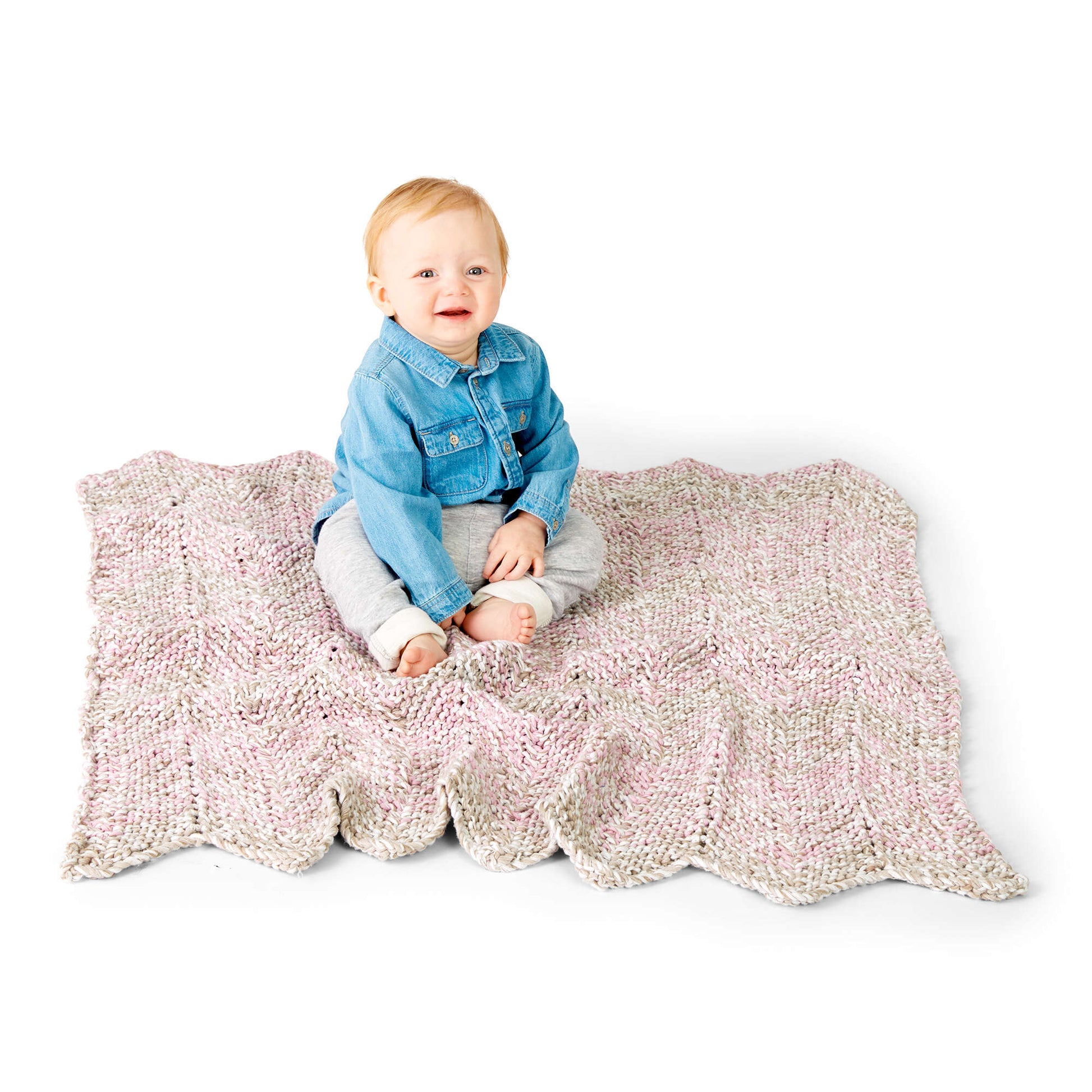 Free Bernat Chevron Stripes Knit Baby Blanket Pattern