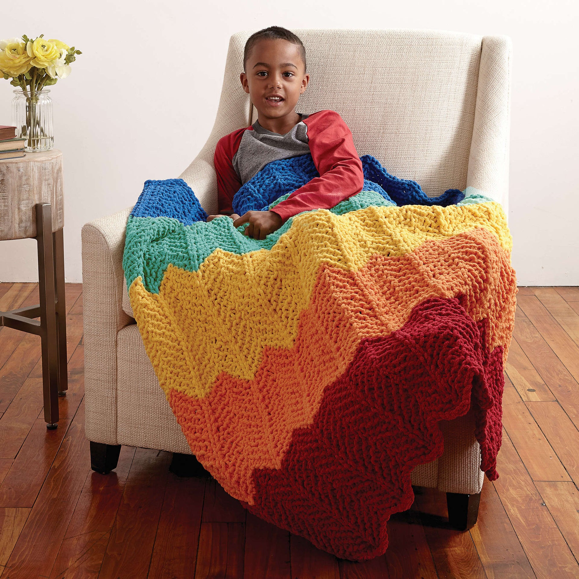 Bernat Rainbow Ripple Knit Blanket Pattern