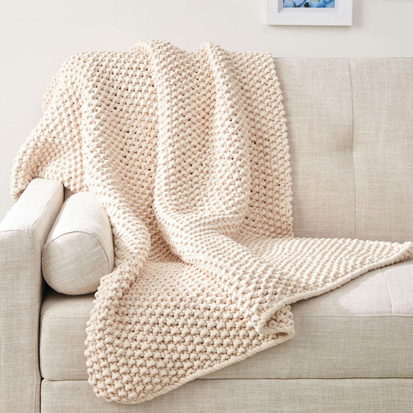 Free Beginner Bernat Seed Stitch Throw Knit Pattern | Yarnspirations