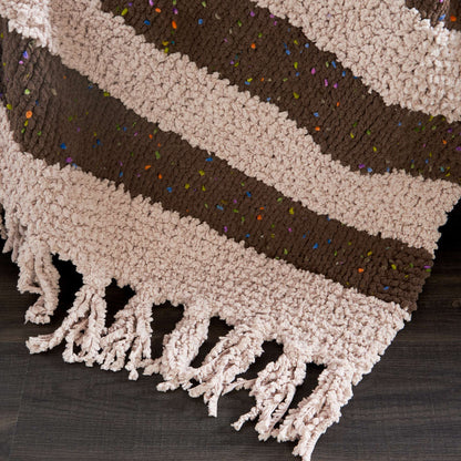 Bernat Let's Stripe it Cozy Knit Throw Knit Blanket made in Bernat Blanket Confetti yarn