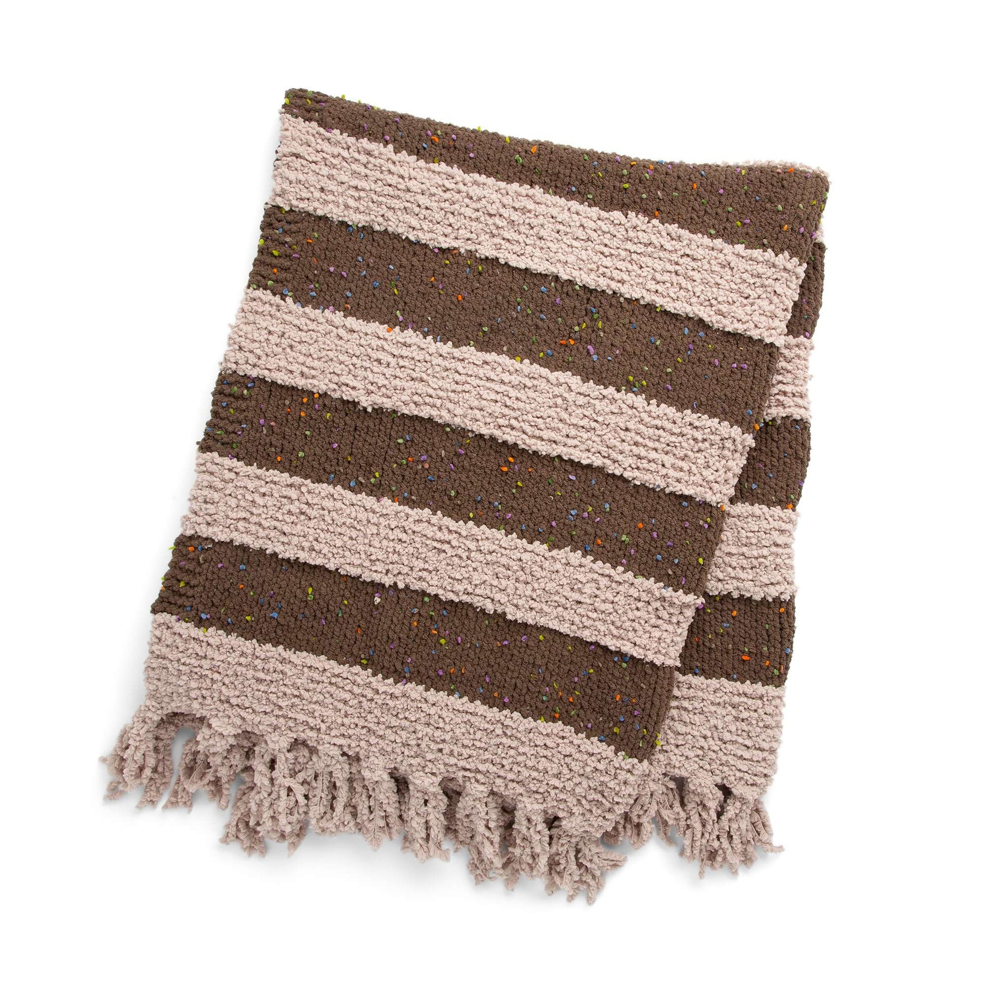 Free Bernat Let's Stripe it Cozy Knit Throw Pattern