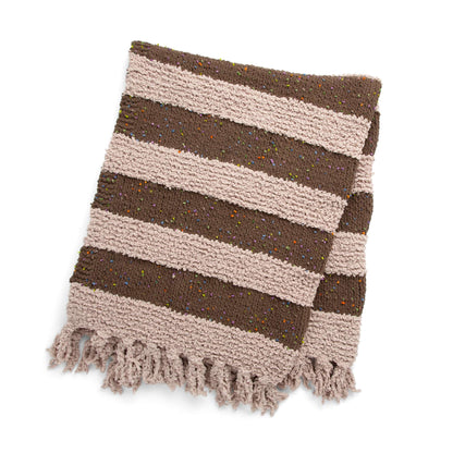 Bernat Let's Stripe it Cozy Knit Throw Knit Blanket made in Bernat Blanket Confetti yarn