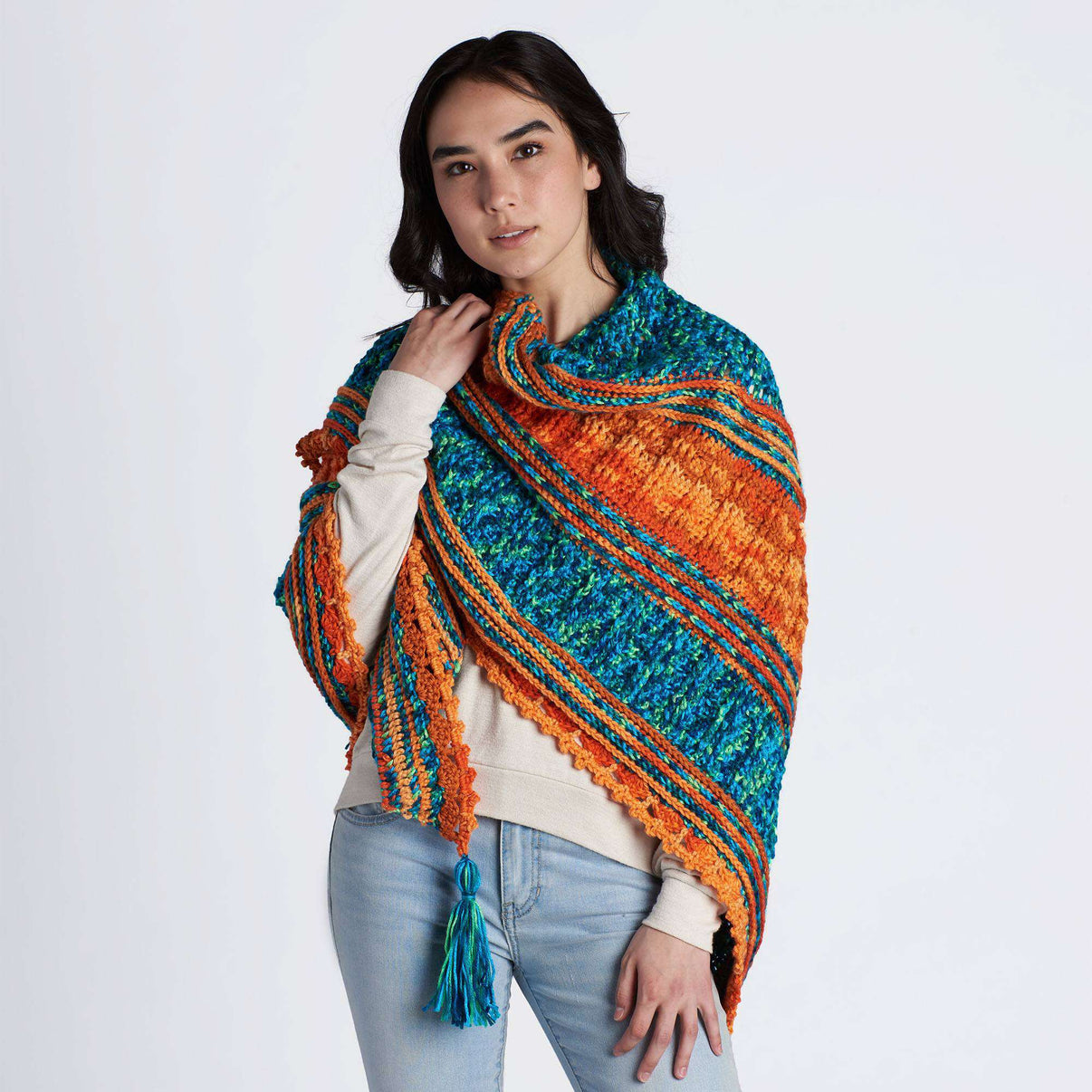 Caron Textured Triangular Crochet Shawl | Yarnspirations