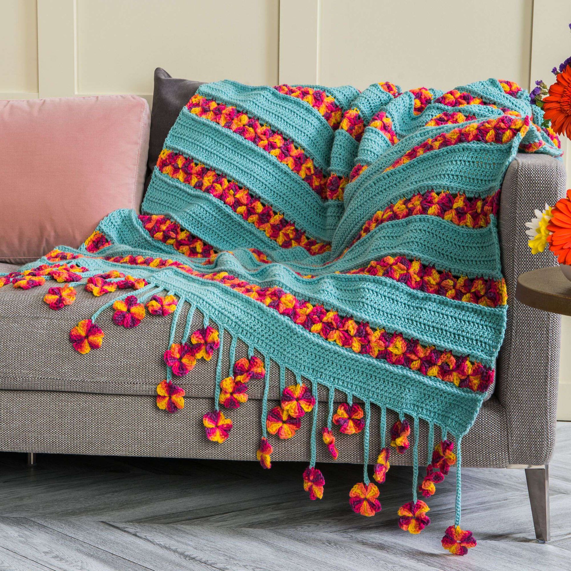 Free Caron Garden Flowers Crochet Blanket Pattern | Yarnspirations