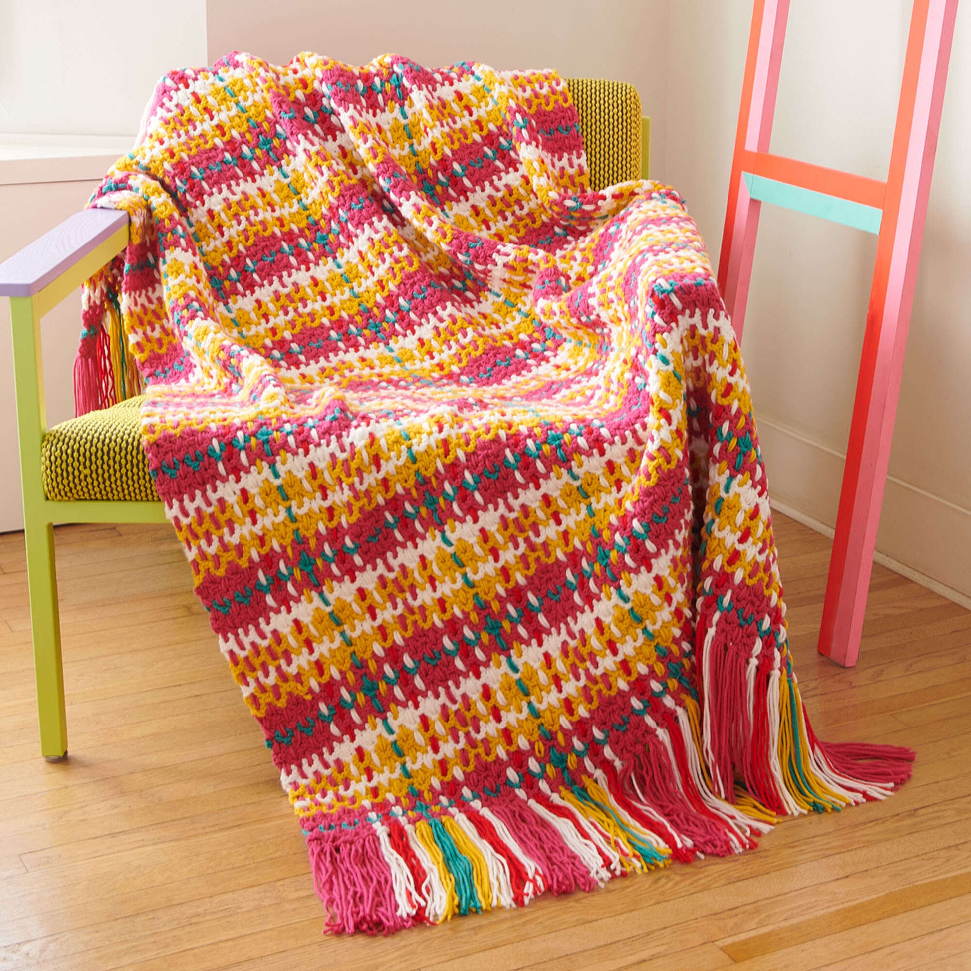 Caron Rad Plaid Crochet Blanket Pattern Pattern | Yarnspirations