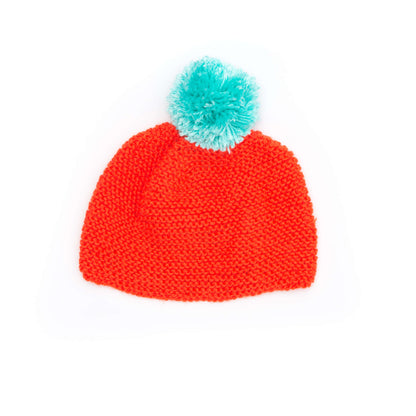 Caron Knit Beanie With Bright Pompom Single Size