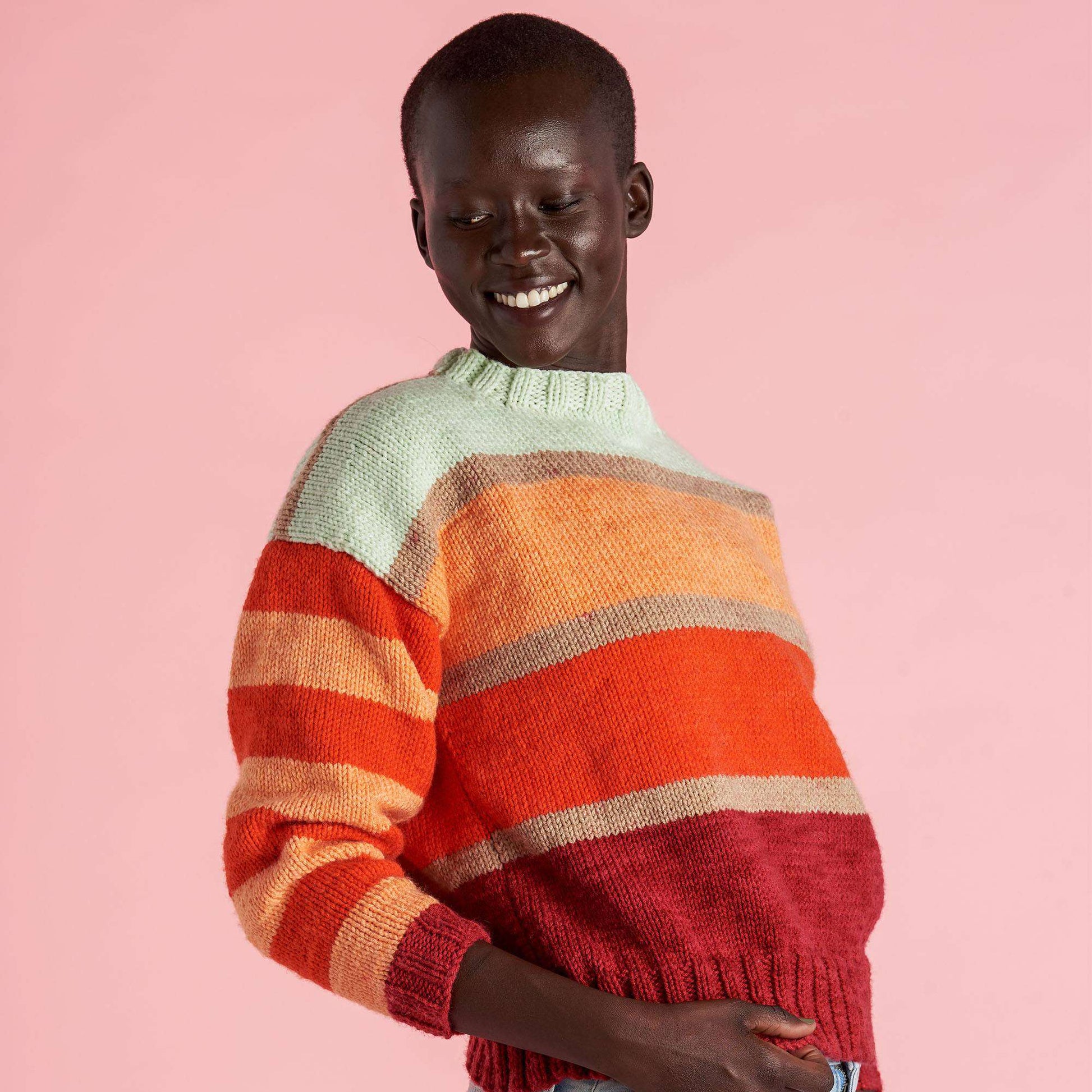 Caron The Right Stripe Knit Sweater | Yarnspirations