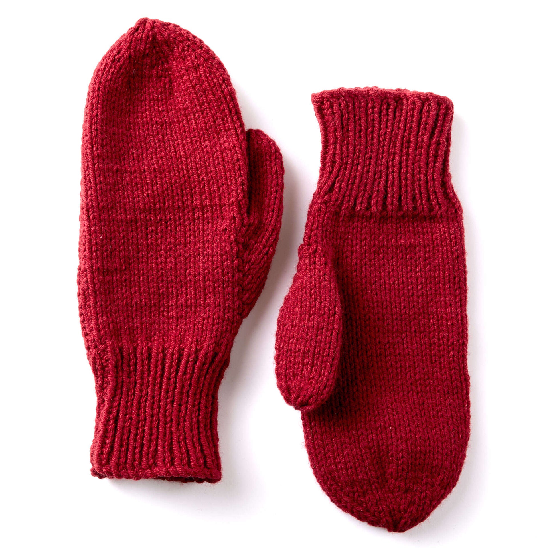 Caron Basic Family Knit Mittens Pattern | Yarnspirations