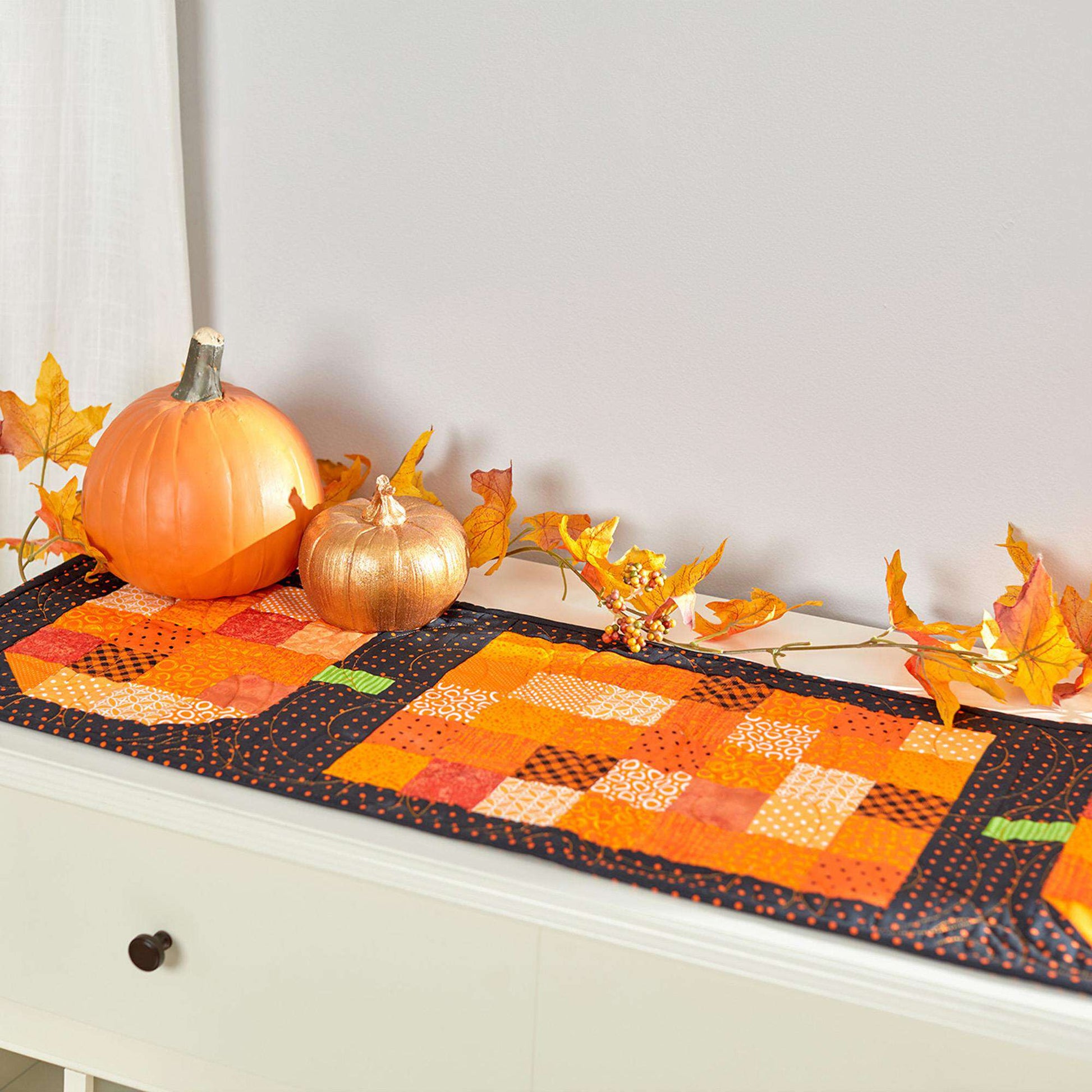 Free Coats & Clark Quilting Halloween Table Runner- patchwork pumpkin Pattern