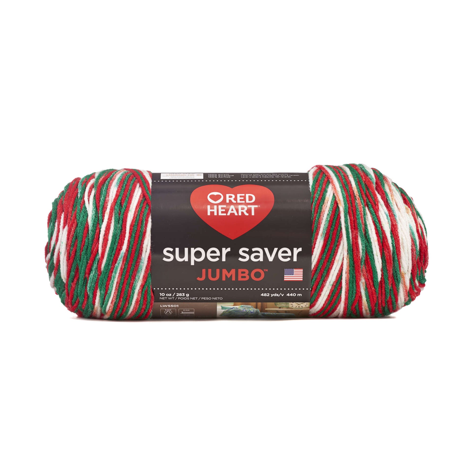 Red Heart Super Saver Jumbo Soft White Yarn - 2 Pack of 396g/14oz - Acrylic  - 4 Medium (Worsted) - 744 Yards - Knitting/Crochet