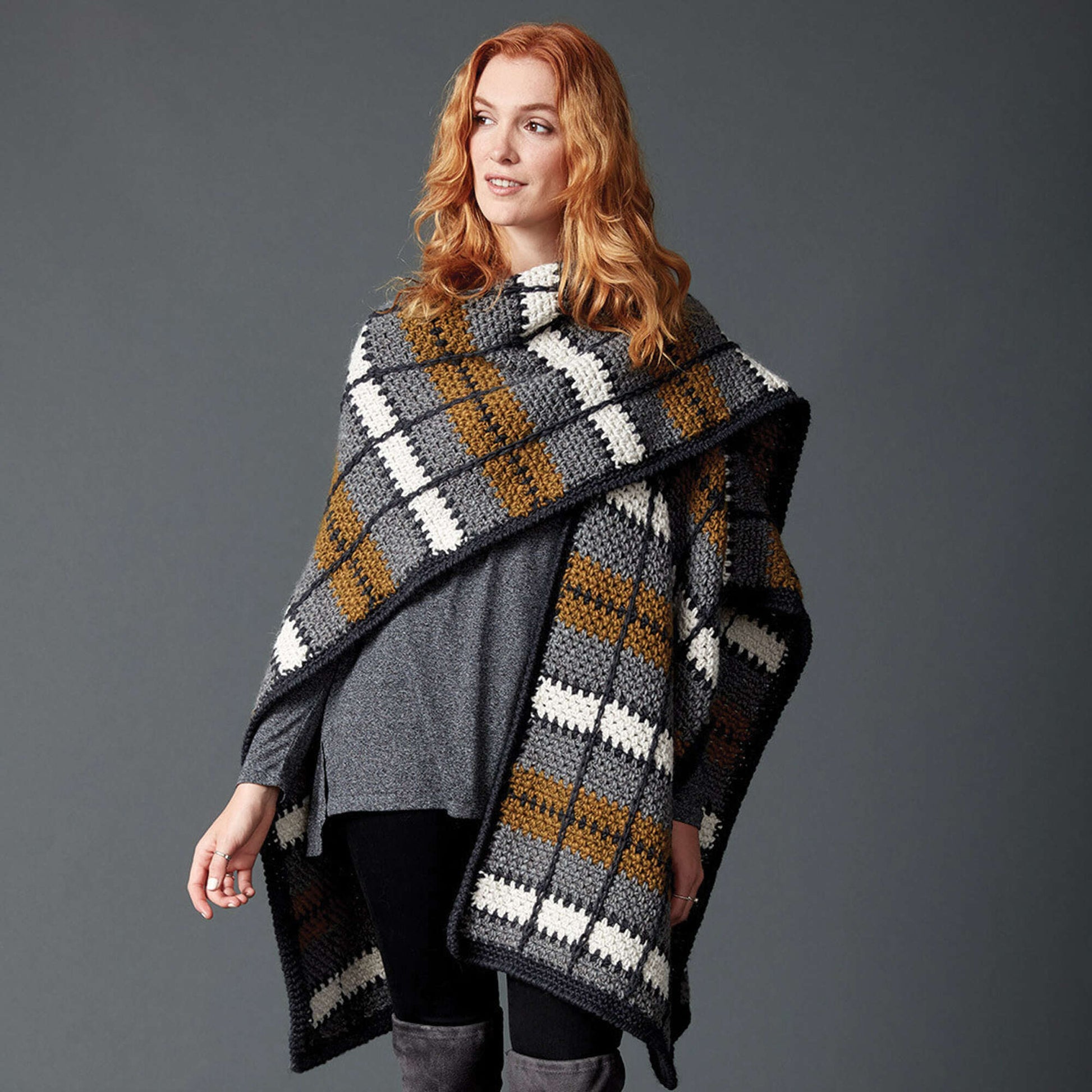 Patons Crochet Blanket Ruana Pattern | Yarnspirations