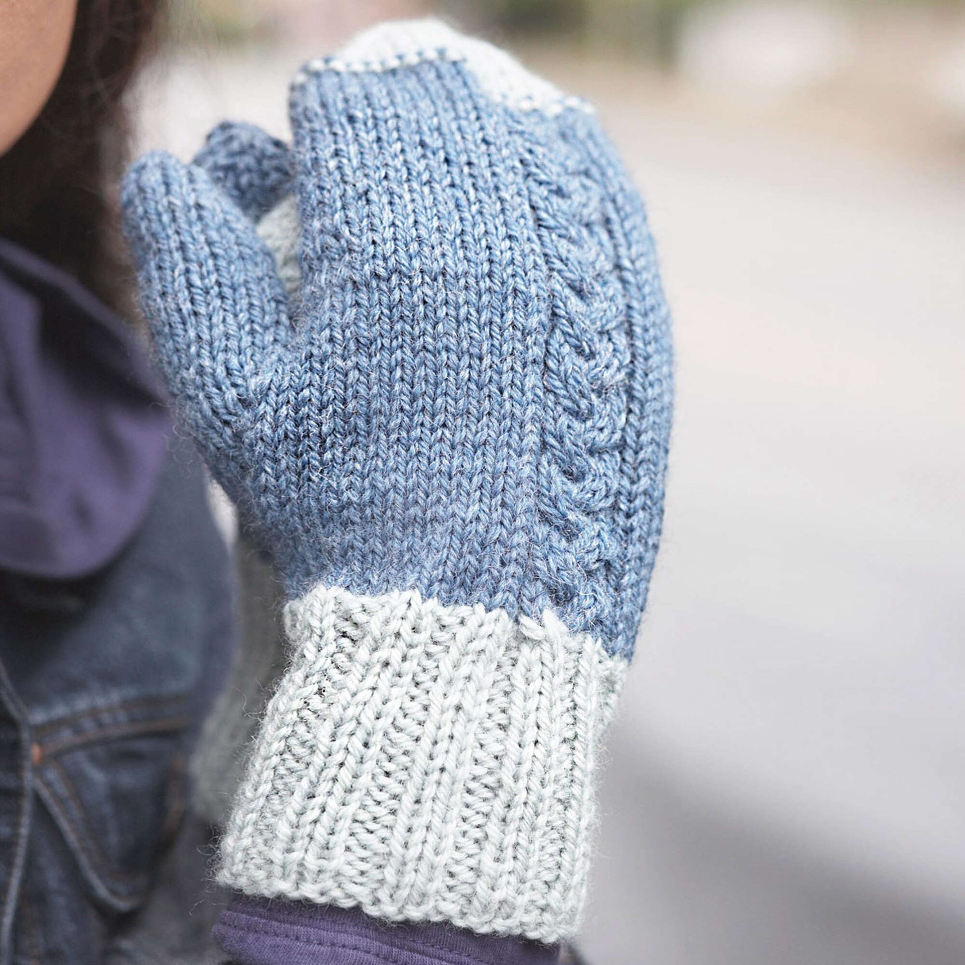 Patons Off-Set Cable Mittens | Yarnspirations