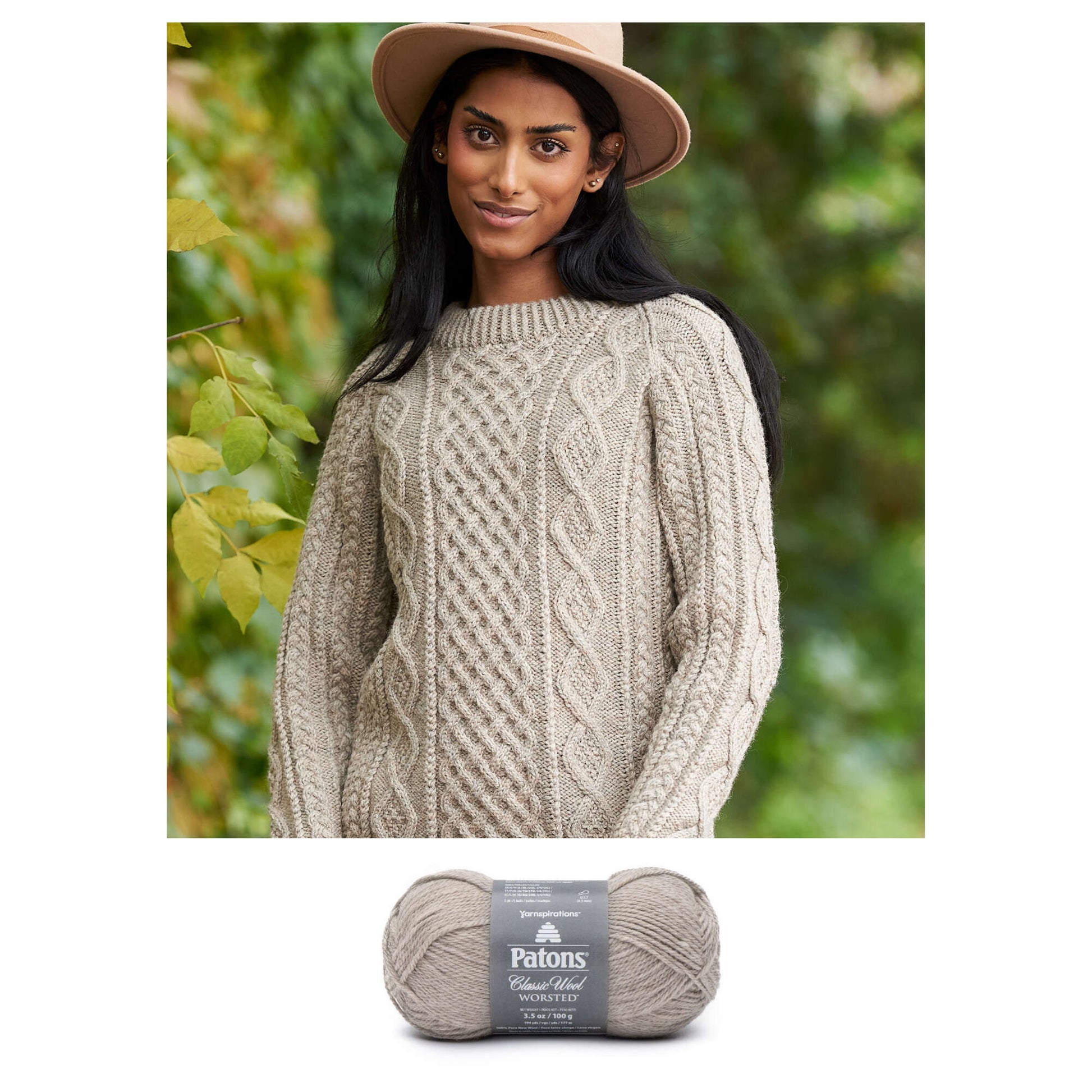 Free Patons Knit Honeycomb Aran Sweater Pattern