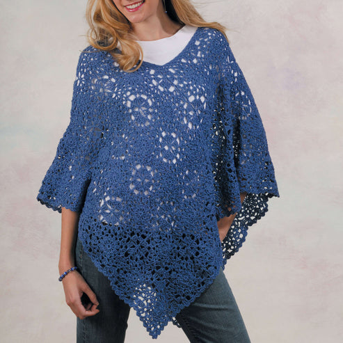 Free Red Heart Granny Poncho Crochet Pattern | Yarnspirations