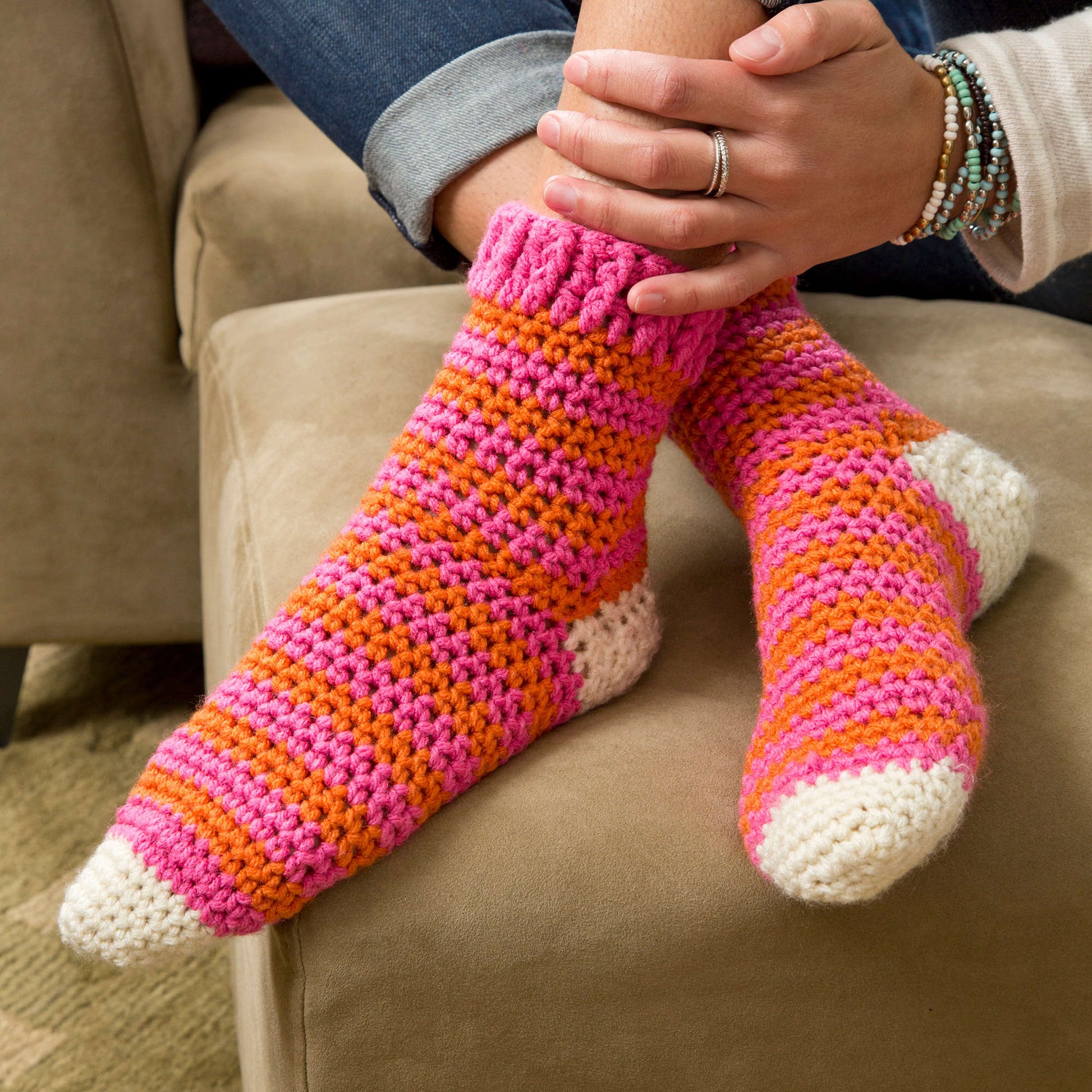 Red Heart Cozy At Home Crochet Socks Pattern | Yarnspirations