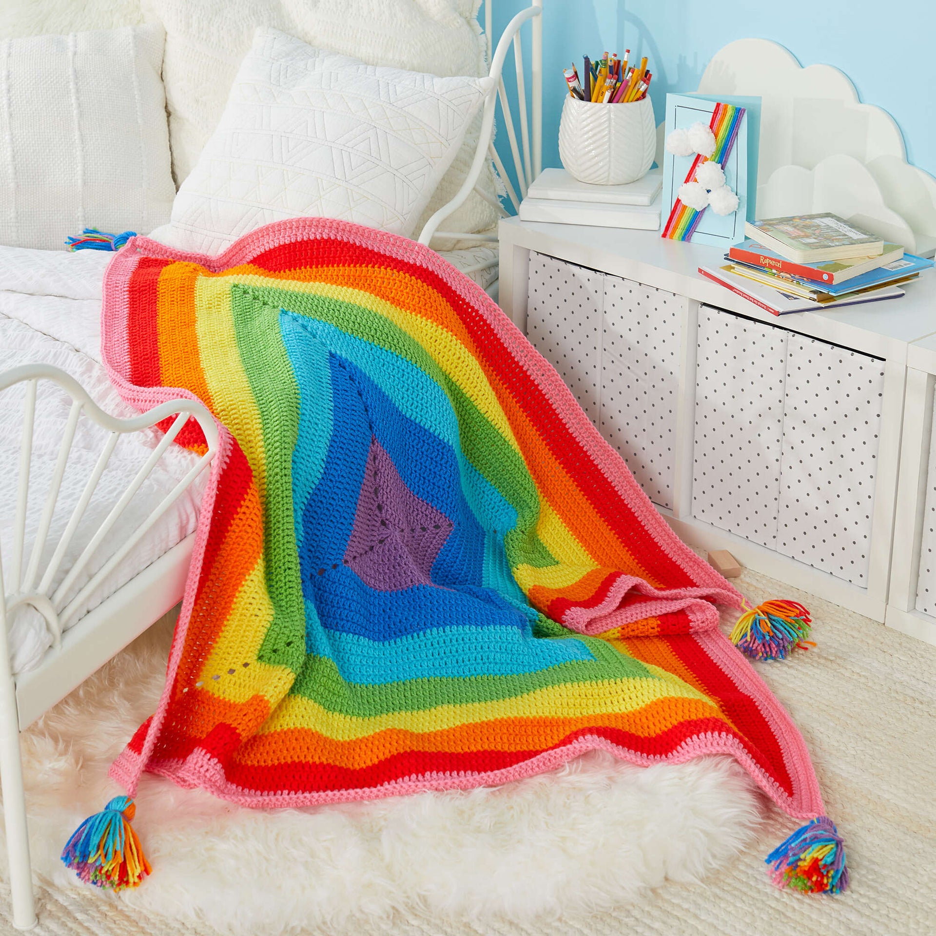 Teen/adult Rainbow Blanket Crochet Pattern 