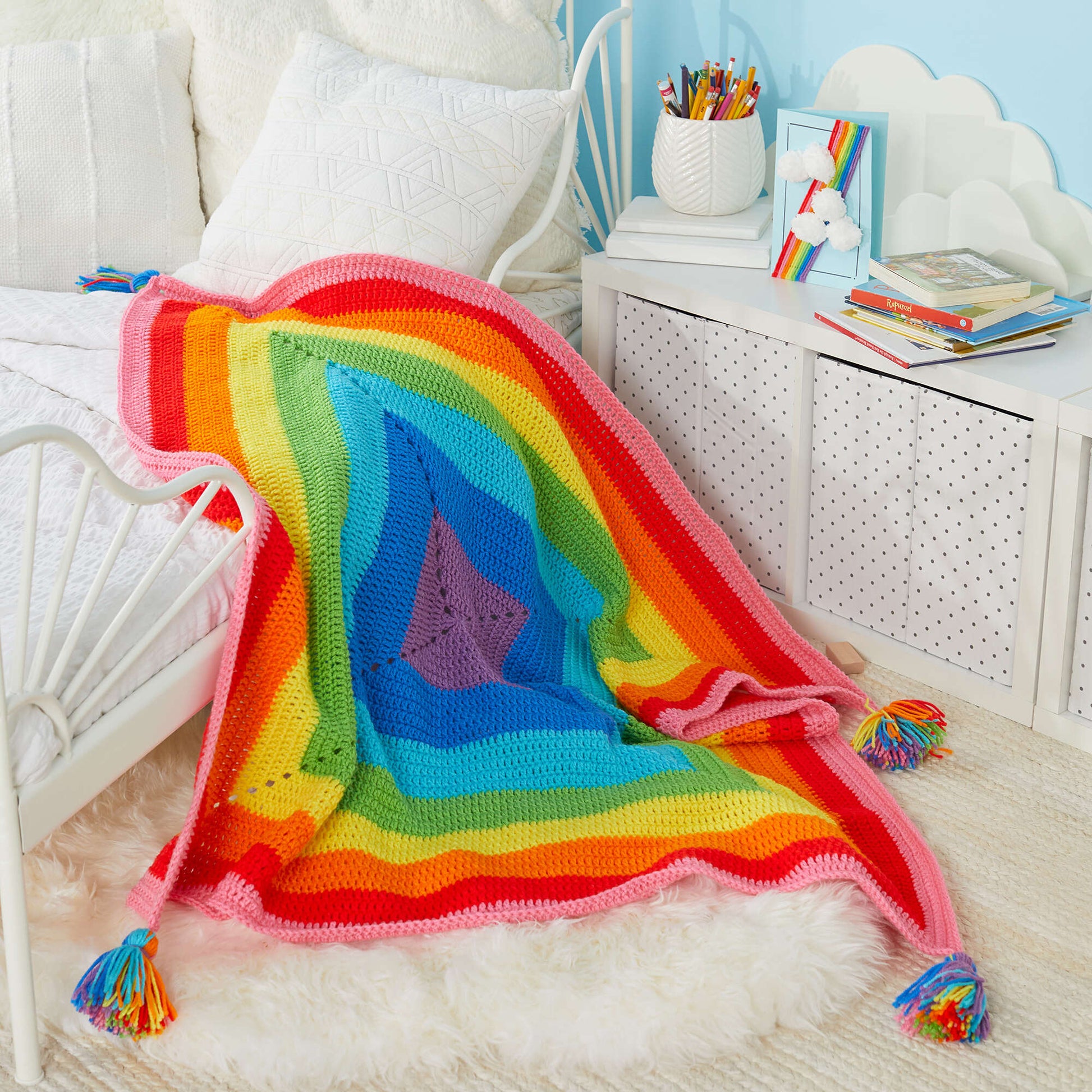 Free Red Heart Crochet-a-Rainbow Blanket Pattern | Yarnspirations