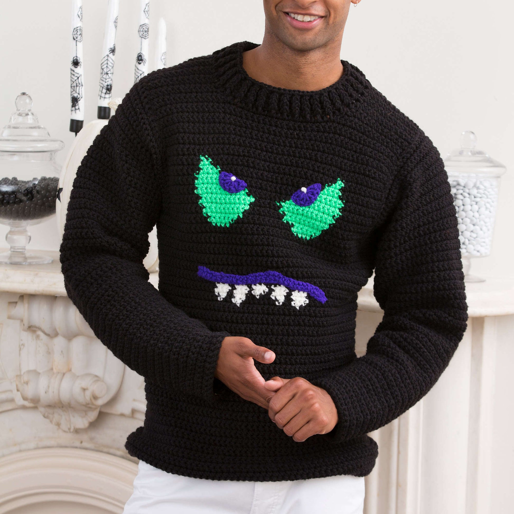 Red Heart Monster Face Sweater | Yarnspirations