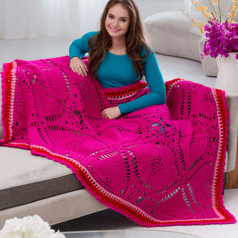 Free Intermediate Red Heart Love My Valentine Throw Crochet Pattern ...