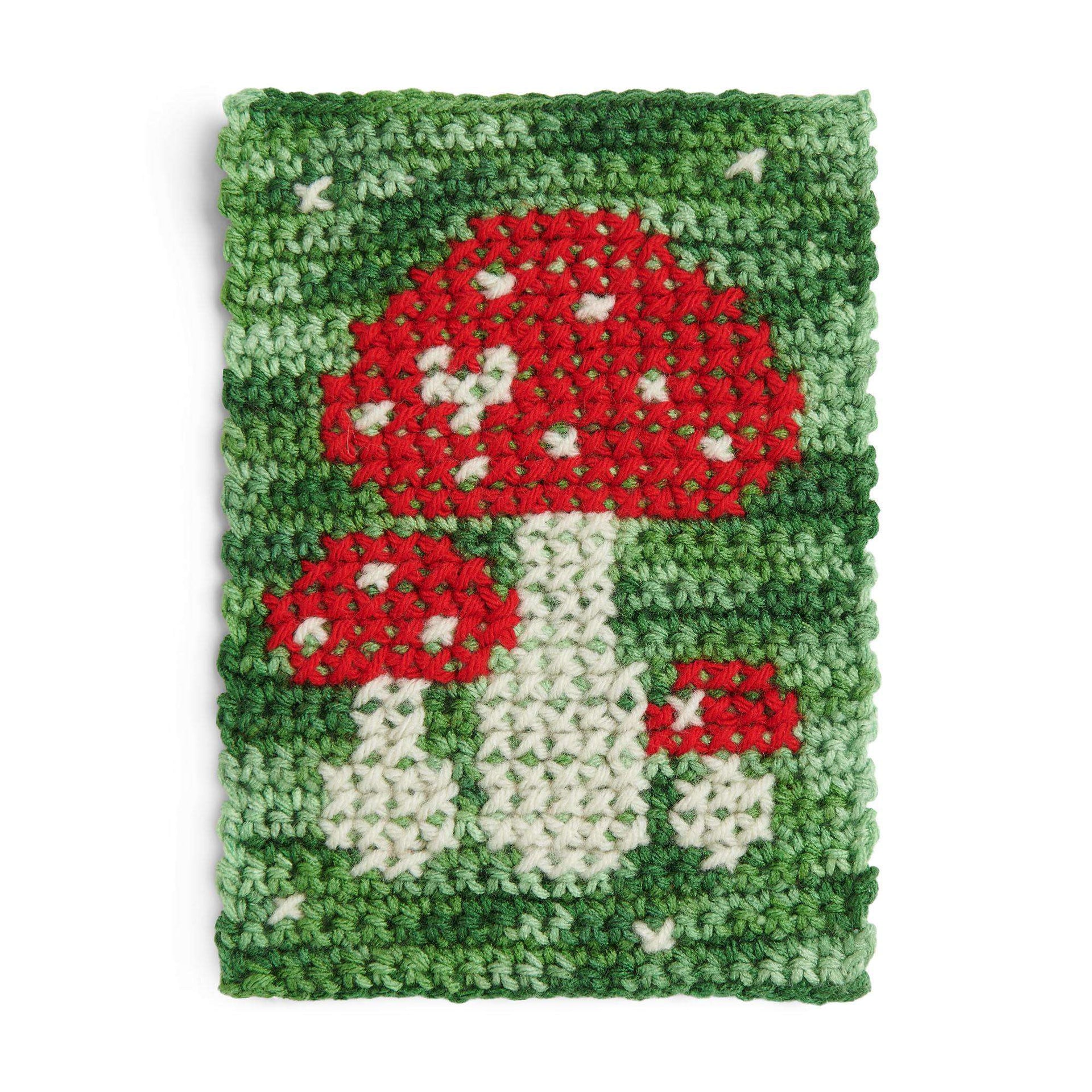 Red Heart Crochet Mushroom Cross Stitch Block Pattern | Yarnspirations