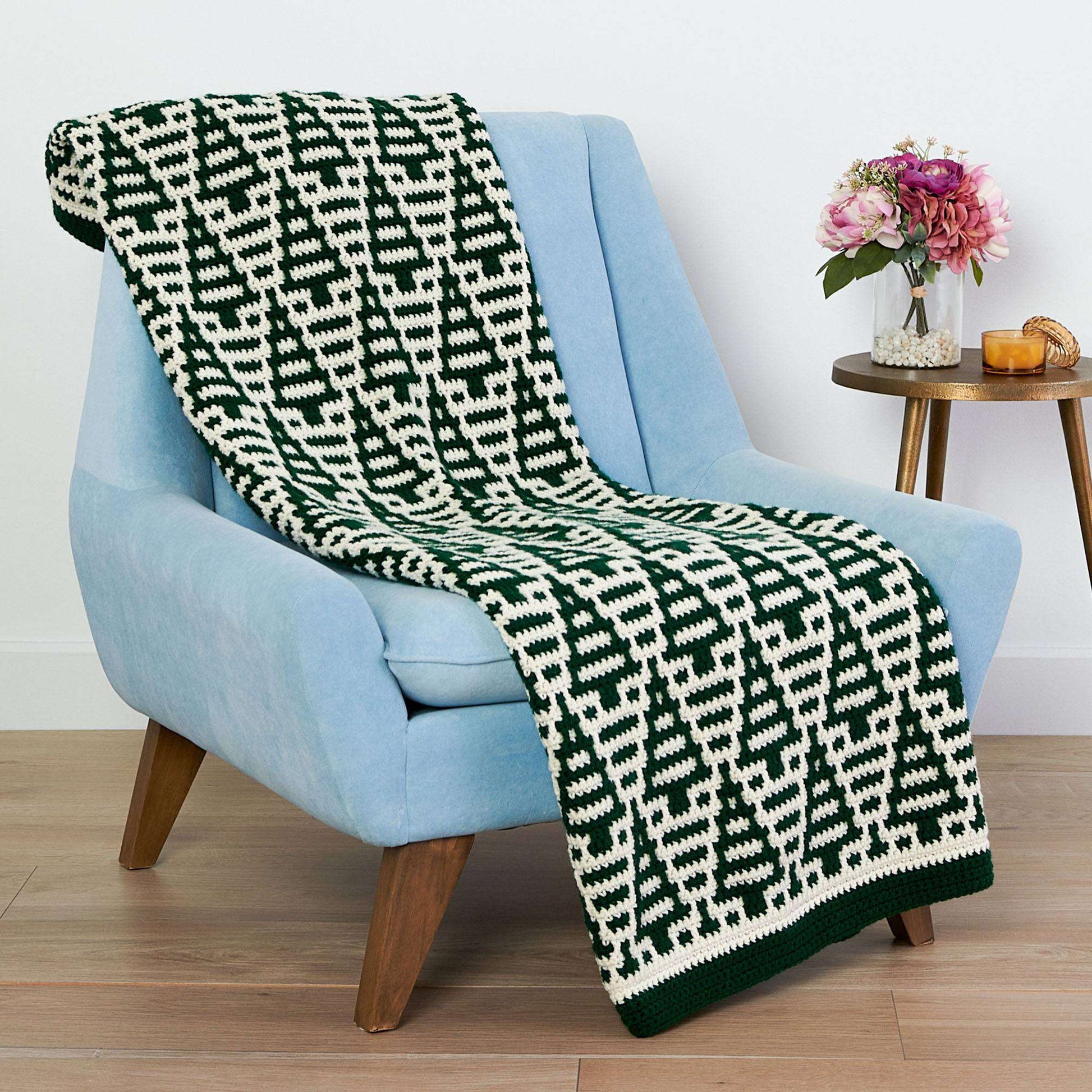 Red Heart Evergreen Mosaic Crochet Blanket Pattern | Yarnspirations