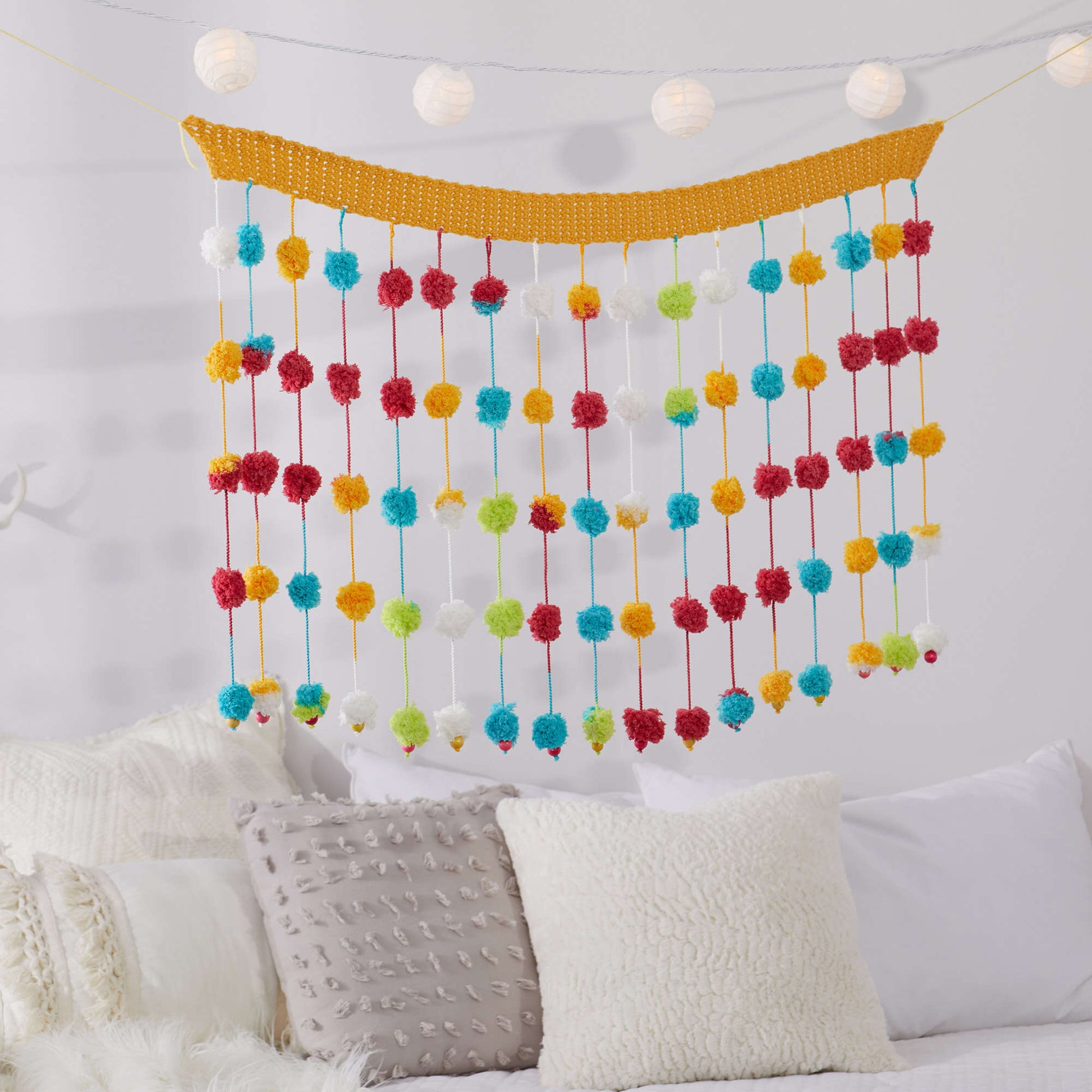 Red Heart Crochet Happy Pompom Banner Pattern | Yarnspirations