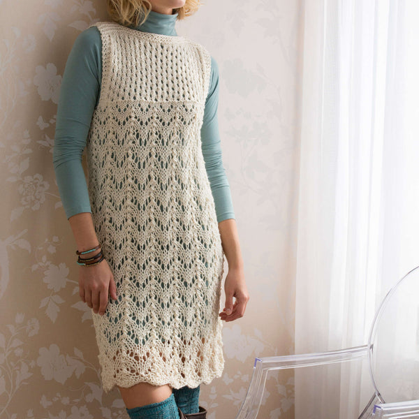 Free Intermediate Red Heart Layered Lace Dress Knit Pattern