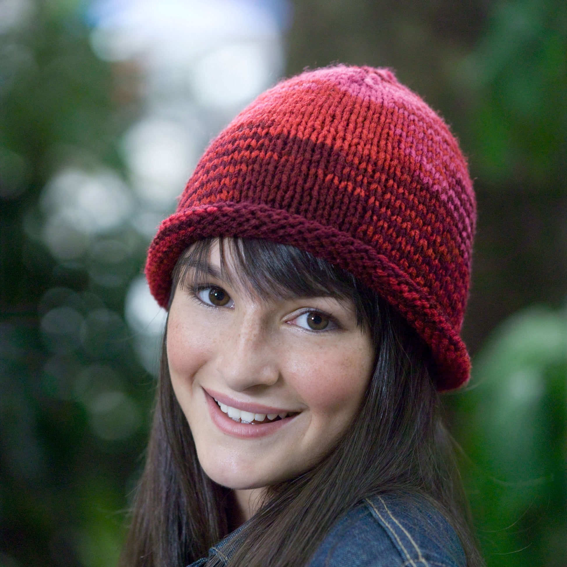 Red Heart Knit Roll Brim Hat | Yarnspirations