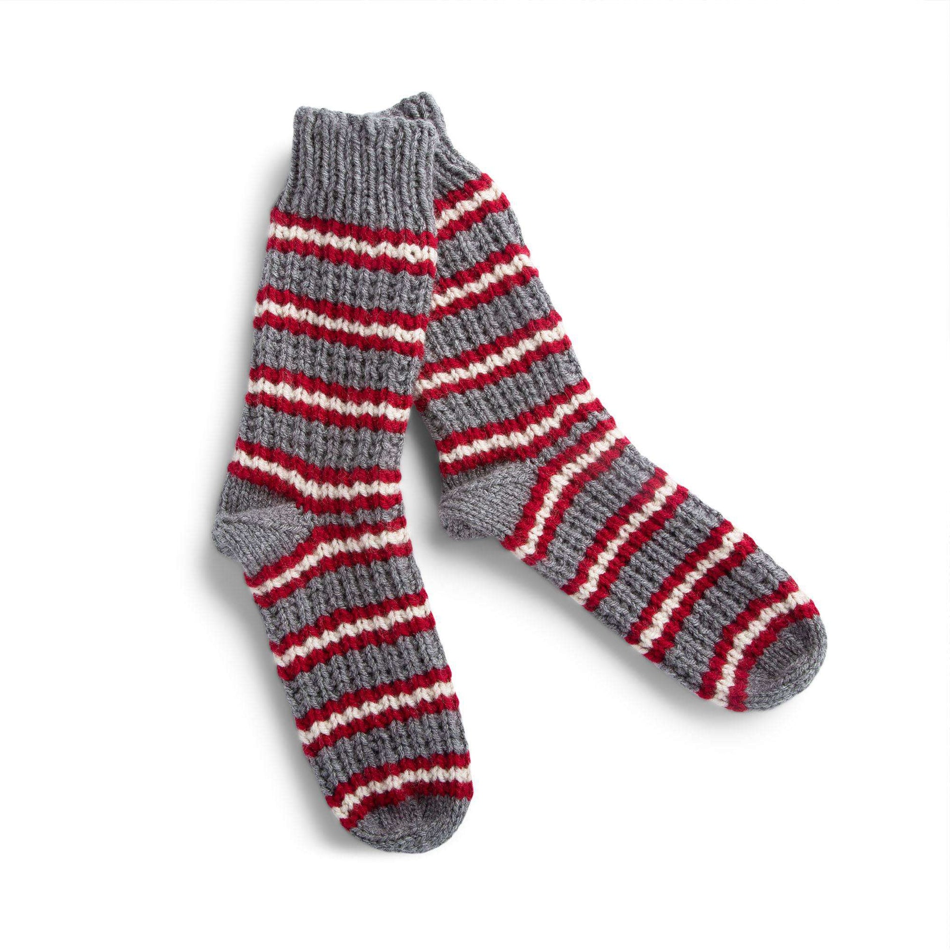 Free Red Heart Self-Striping Knit Socks Pattern