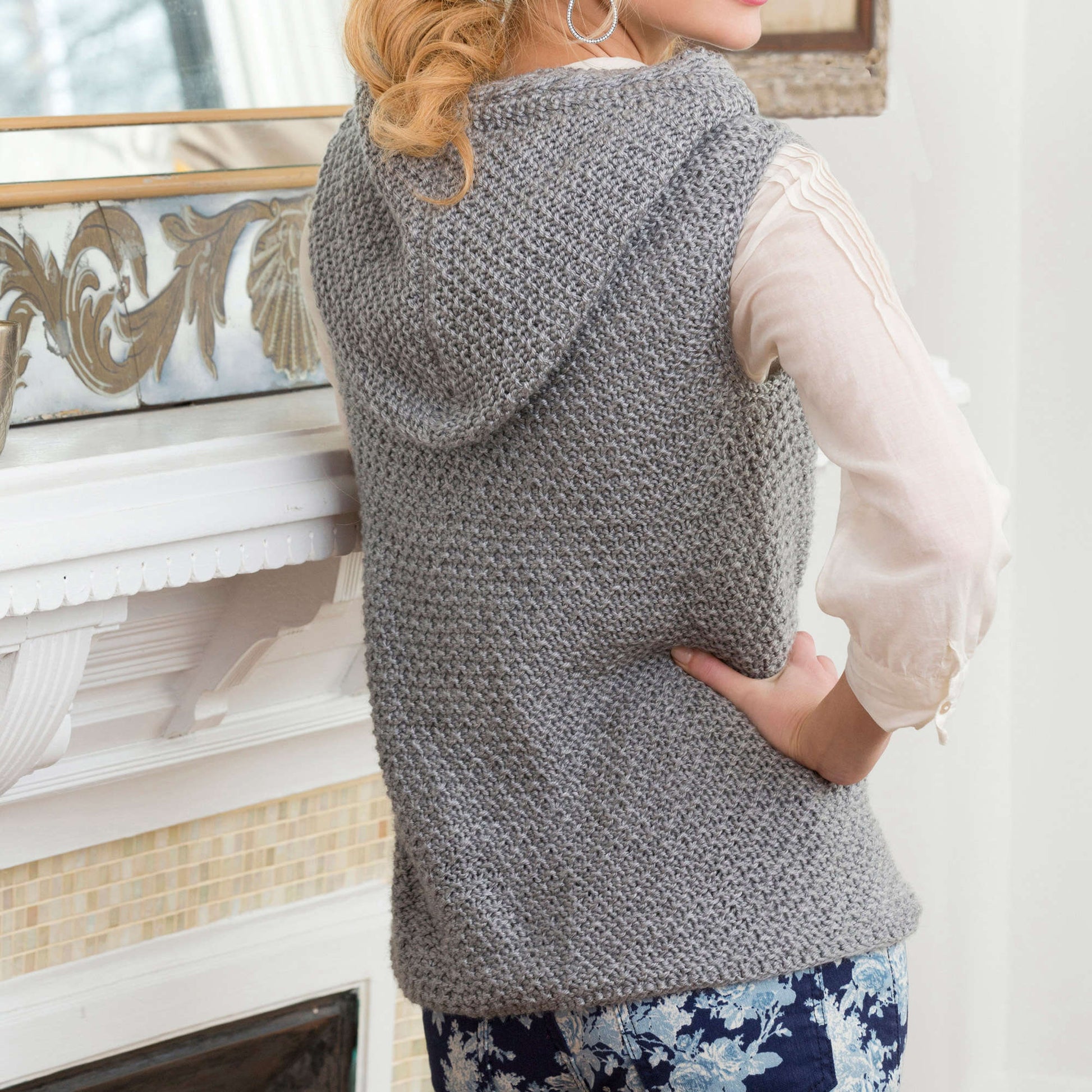 Red Heart Hooded Cable Vest Pattern | Yarnspirations
