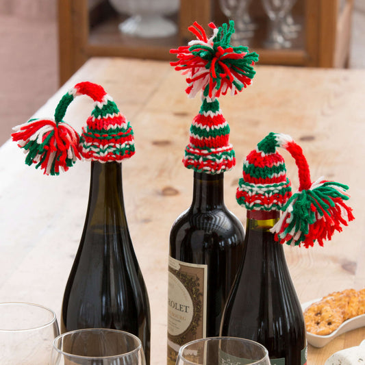 Red Heart Holiday Bottle Beanies Pattern Tutorial Image