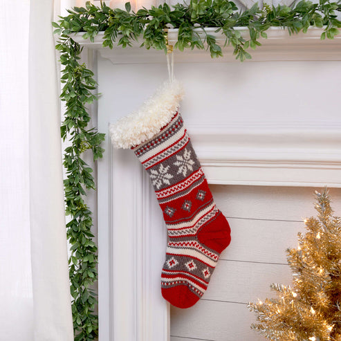 Free Red Heart Festive Fair Isle Stocking Knitting Pattern | Yarnspirations