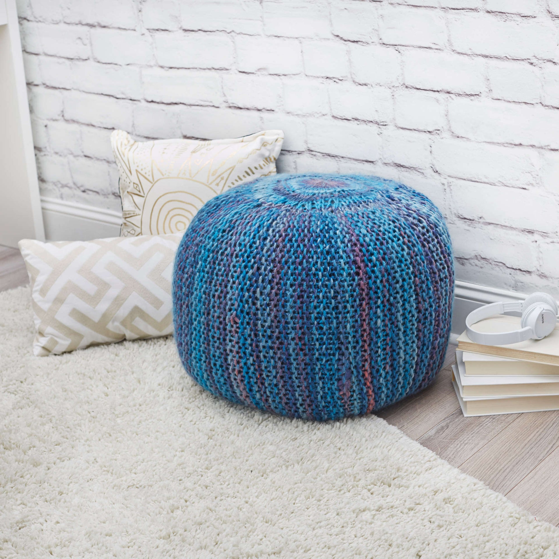 Red Heart Pop Of Color Knit Pouf | Yarnspirations