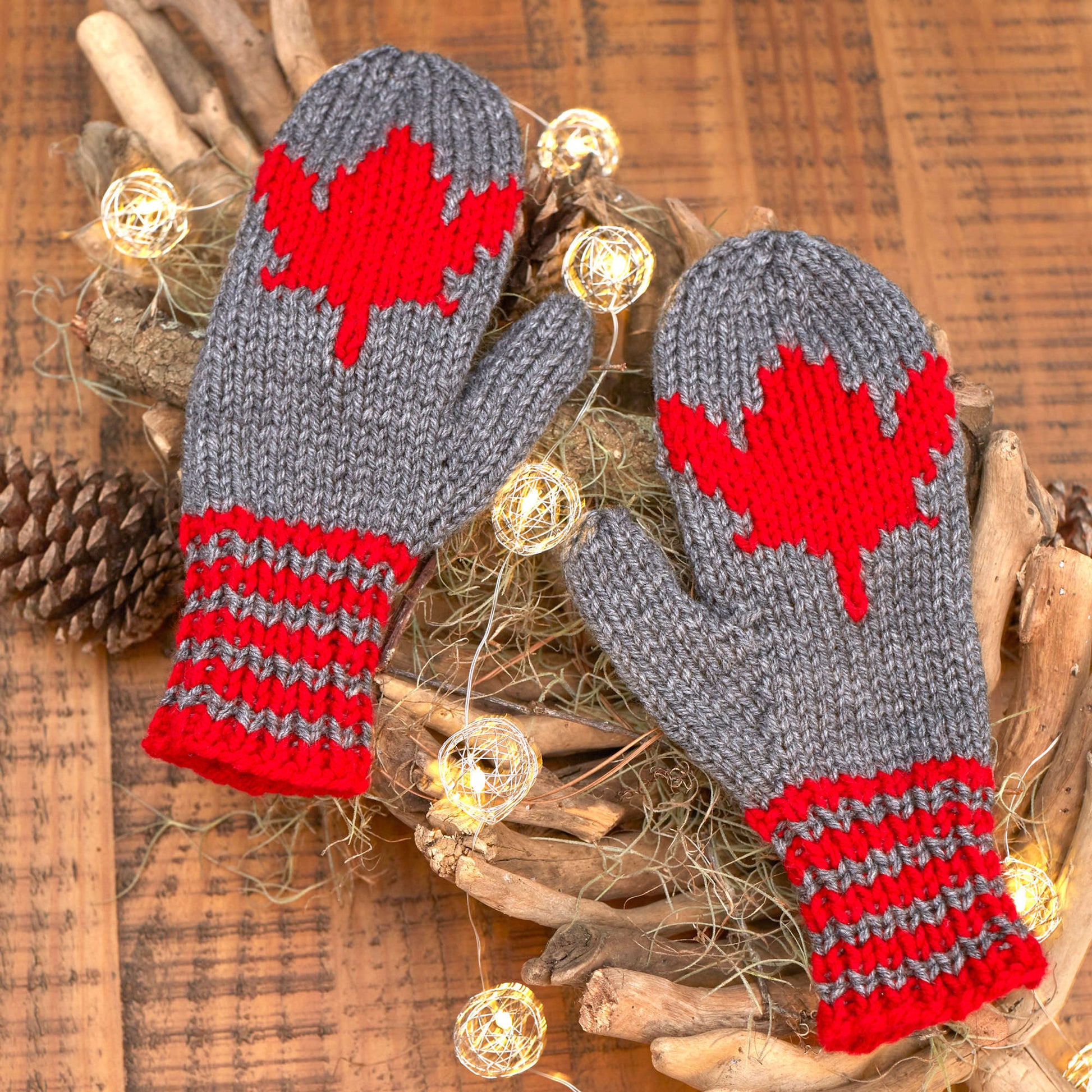 Red Heart Maple Leaf Mittens | Yarnspirations