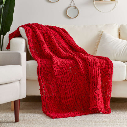 Red Heart Finger Knit Snuggly Blanket Single Size